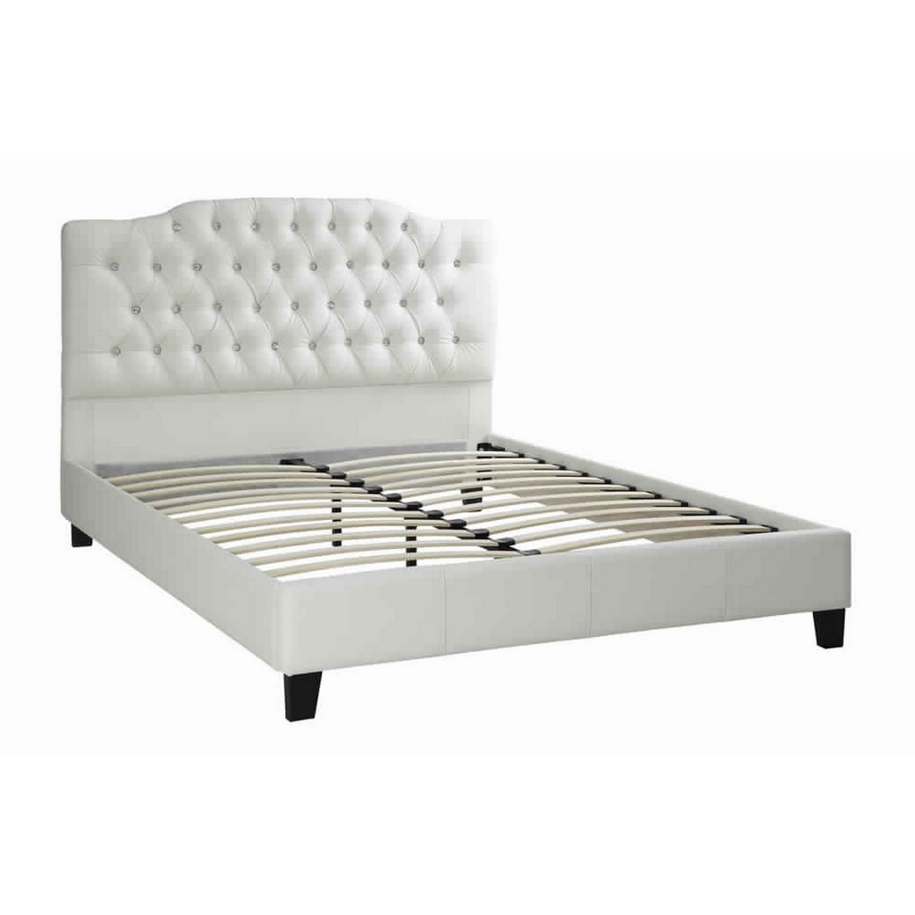 Benzara Contemporary White Tufted Queen Bed with Arched Headboard in ...