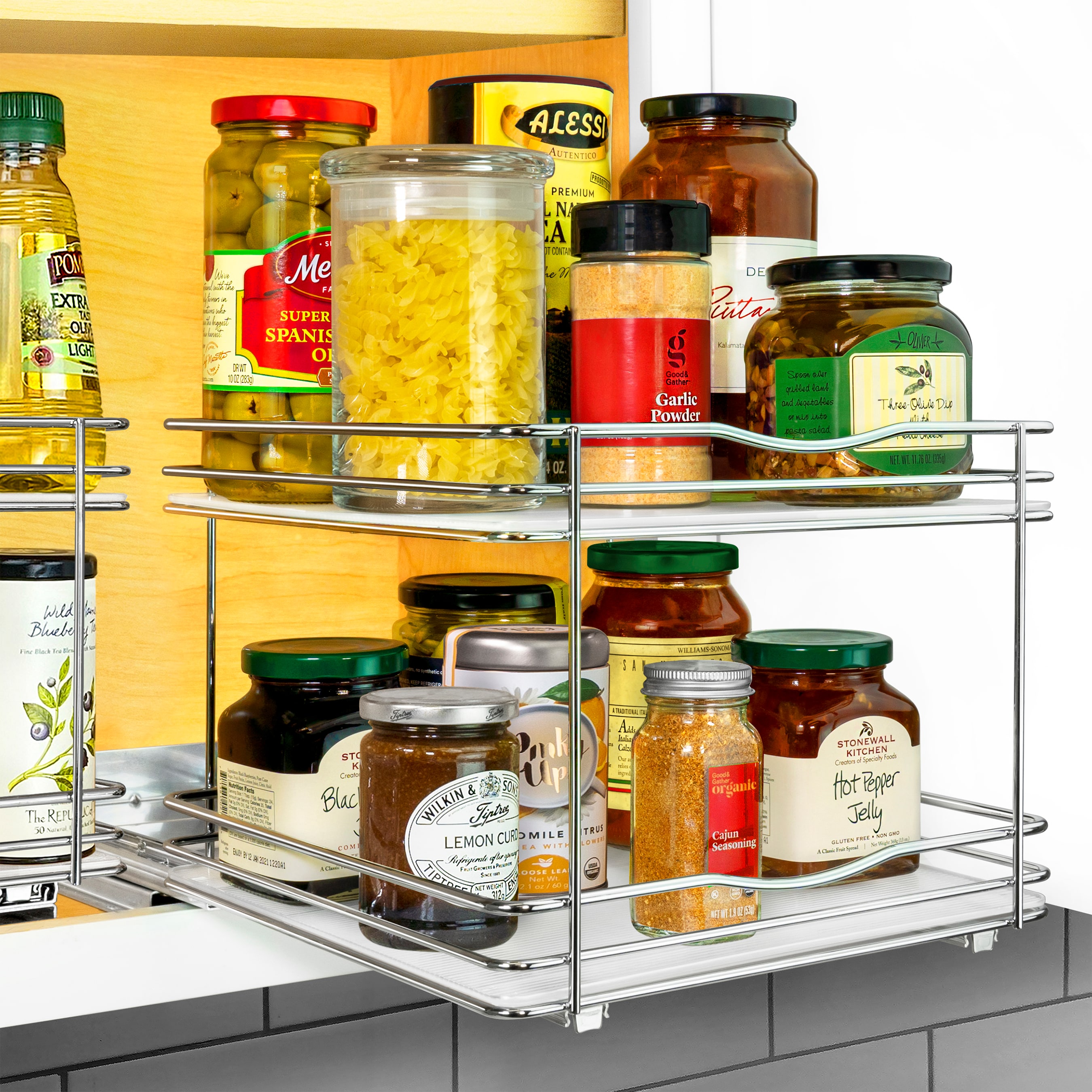 Lynk Professional 10.3-in W x 8.5-in H 2-Tier Cabinet-mount Metal Pull-out  Spice Rack in the Cabinet Organizers department at