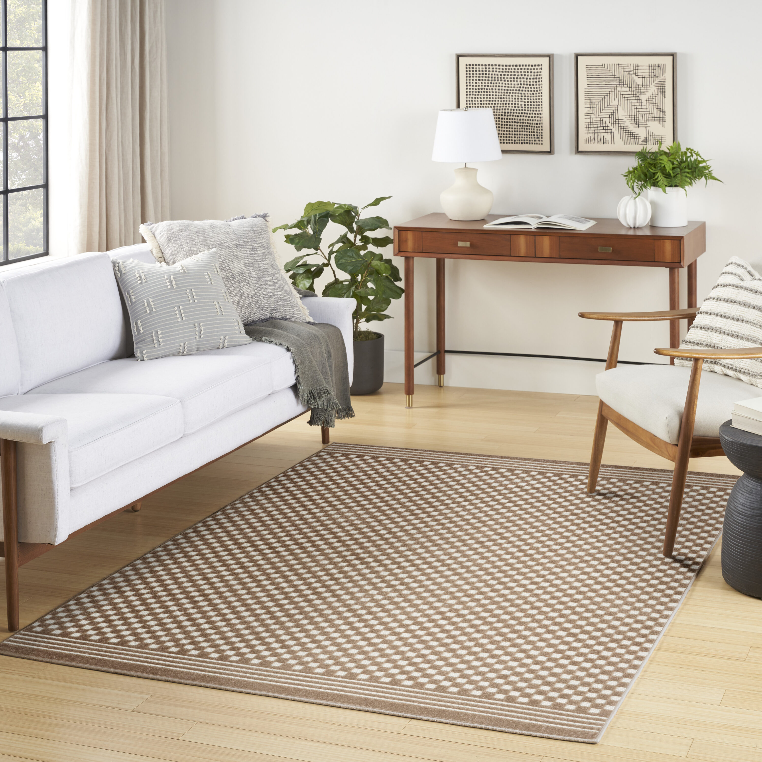 Nourison Home 099446983329 Casual 7 x 9 (ft) Polypropylene Brown Rectangular Indoor Geometric Area rug
