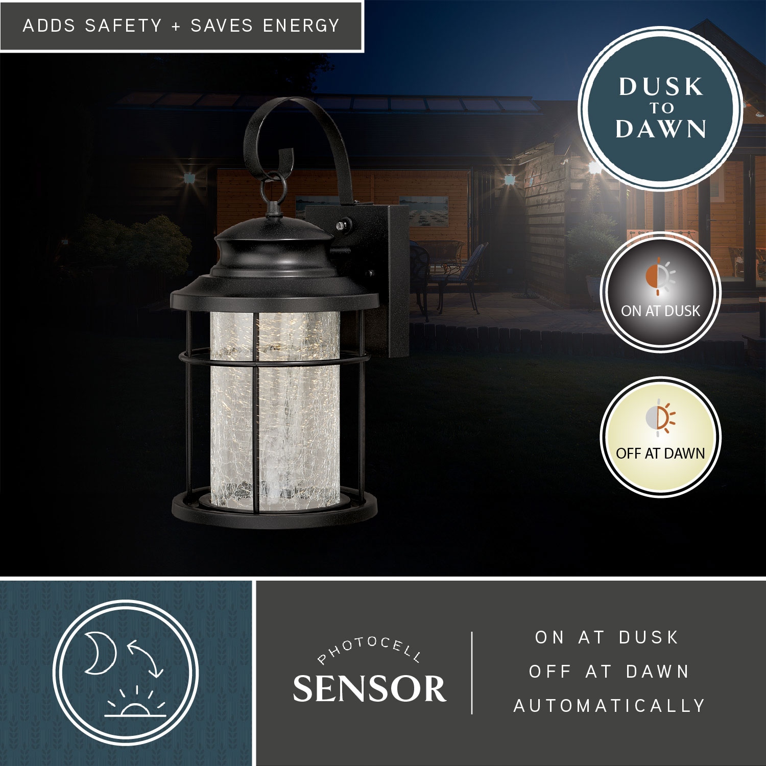 Melbourne Bronze LED Outdoor Wall Sconce with Crackled Glass