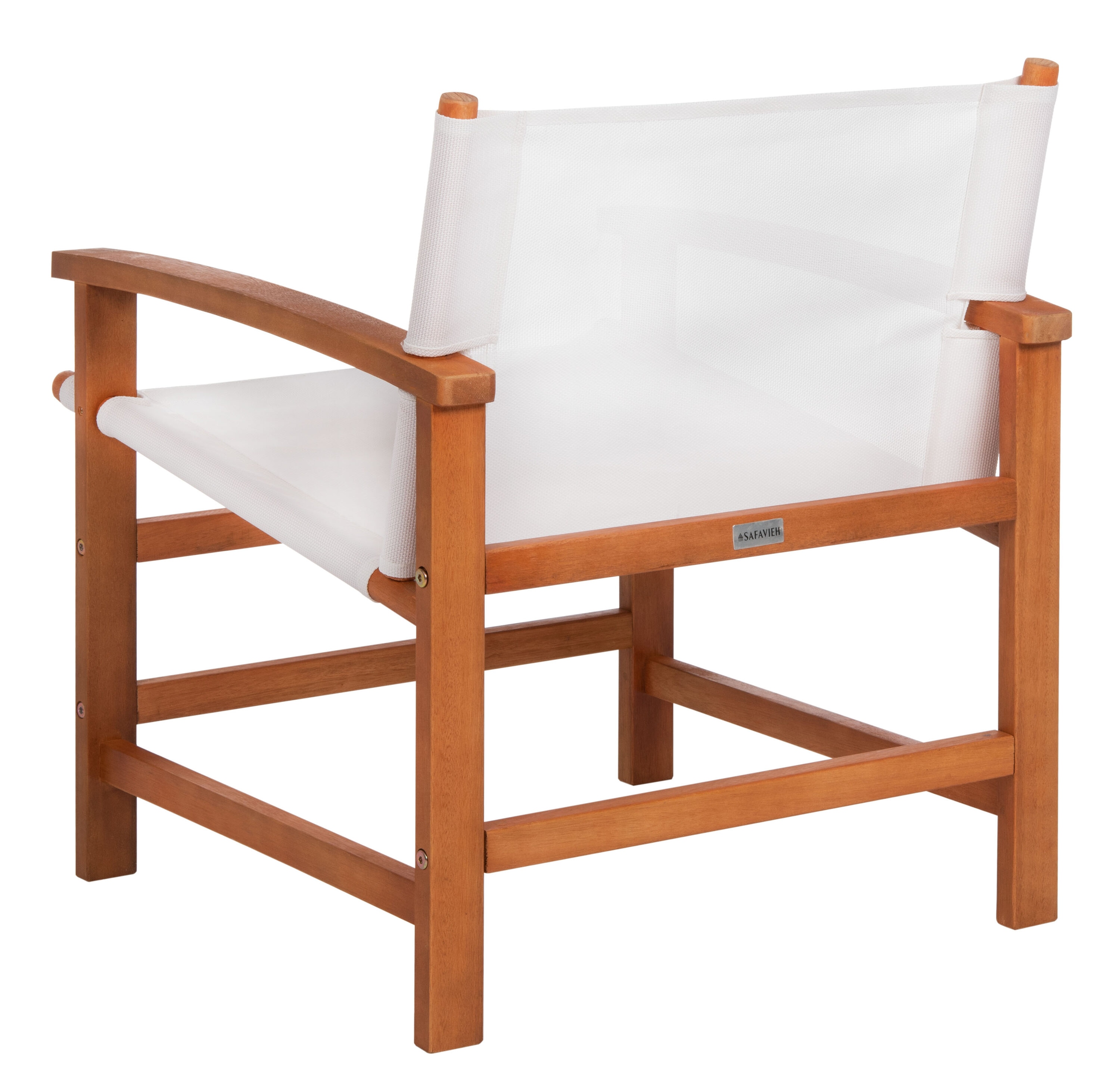 Natural Eucalyptus Wood Outdoor Dining Set with Beige Armchairs