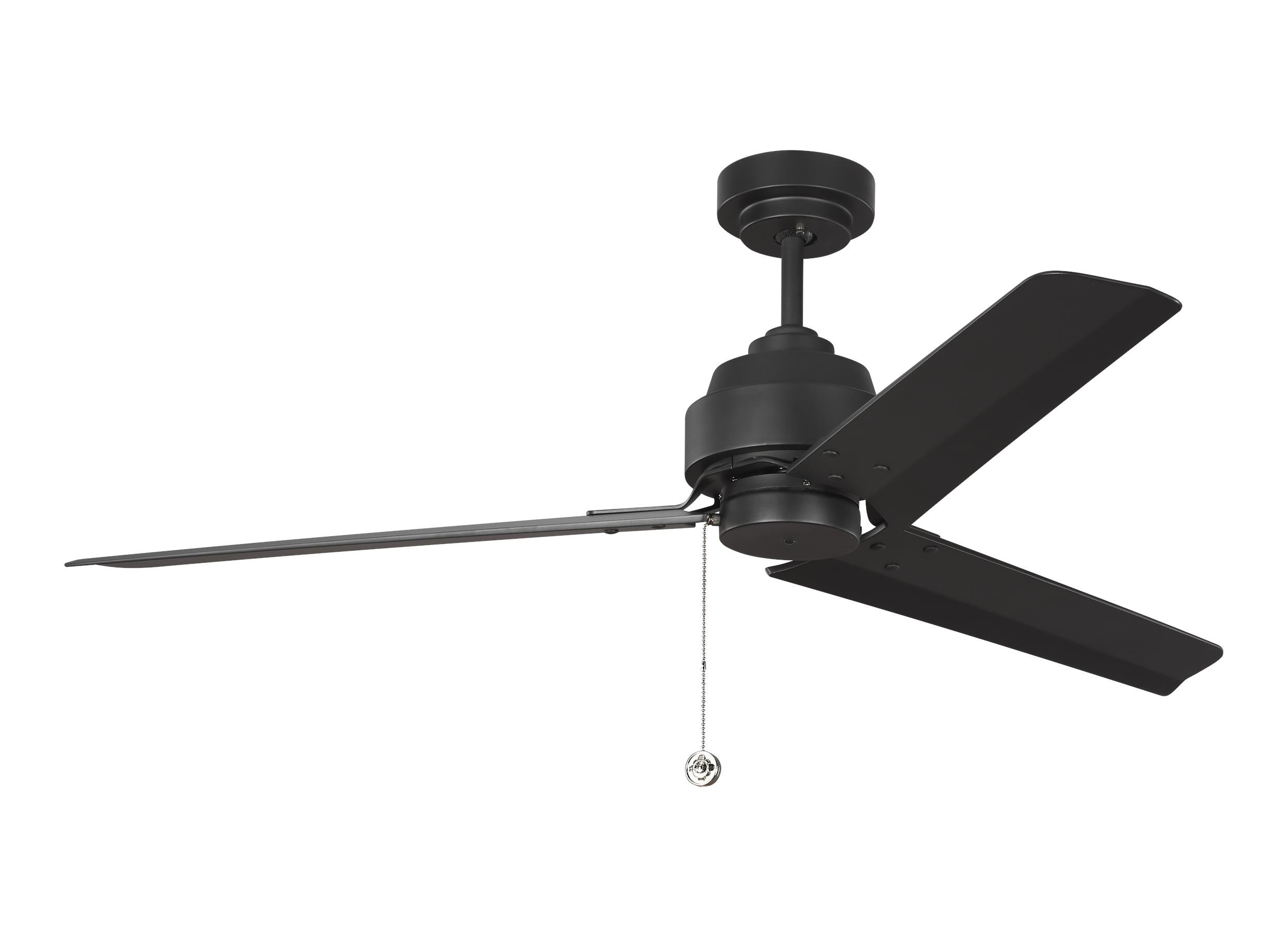 Generation Lighting 3AR54MBK Arcade 54-in Midnight Black with Midnight Black Blades Ceiling Fan Light Kit Compatible ( 3 -Blade )