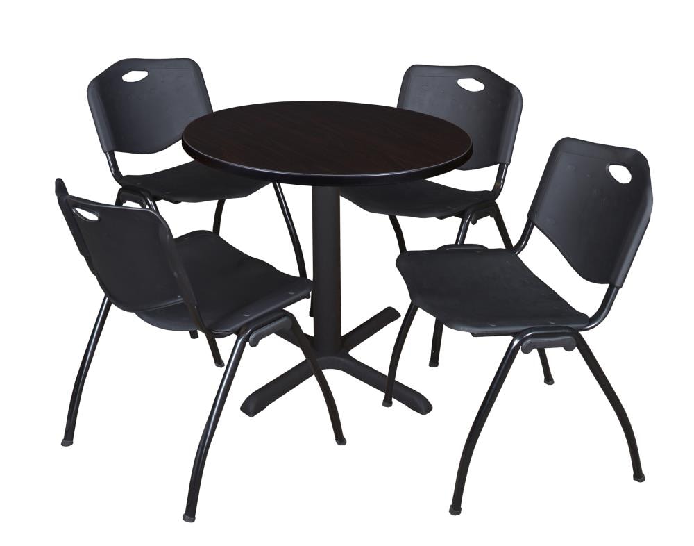 Regency TB30RNDMW47BK Breakroom Brown 4-Person Training Table (30-in W x 29-in H)