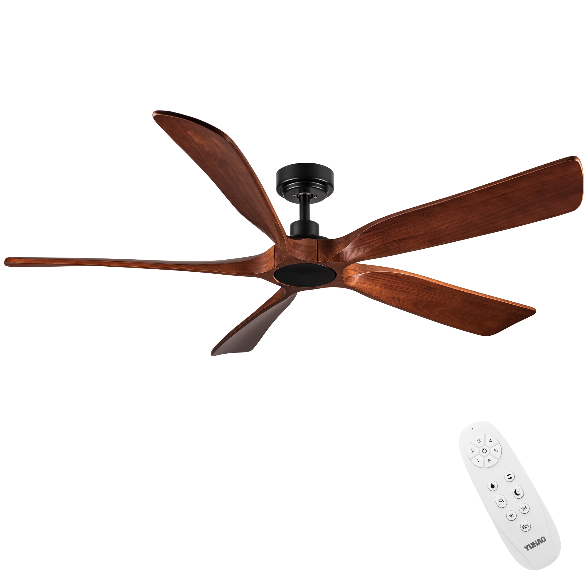 YUHAO LSDC1149BKM60 TeakAura 60-in Outdoor Black with Matte Blades Ceiling Fan Without Light - Remote Included ( 5 -Blade )
