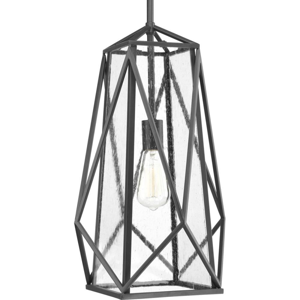 Progress Lighting P3598-143 Marque Graphite Craftsman Seeded Glass Geometric Led Hanging Pendant Light