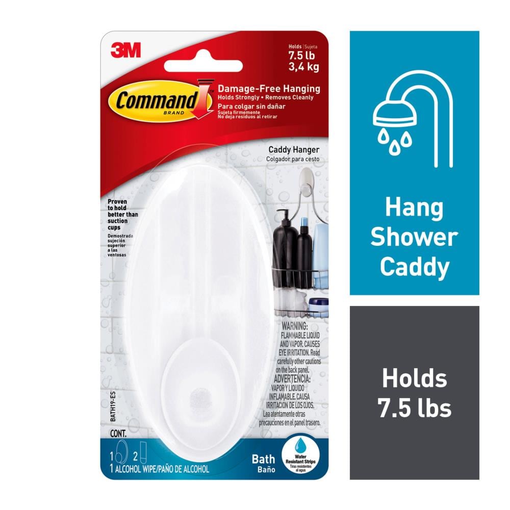 Command Shower Caddy Hanger Frosted Adhesive Bath Hook(7.5-lb
