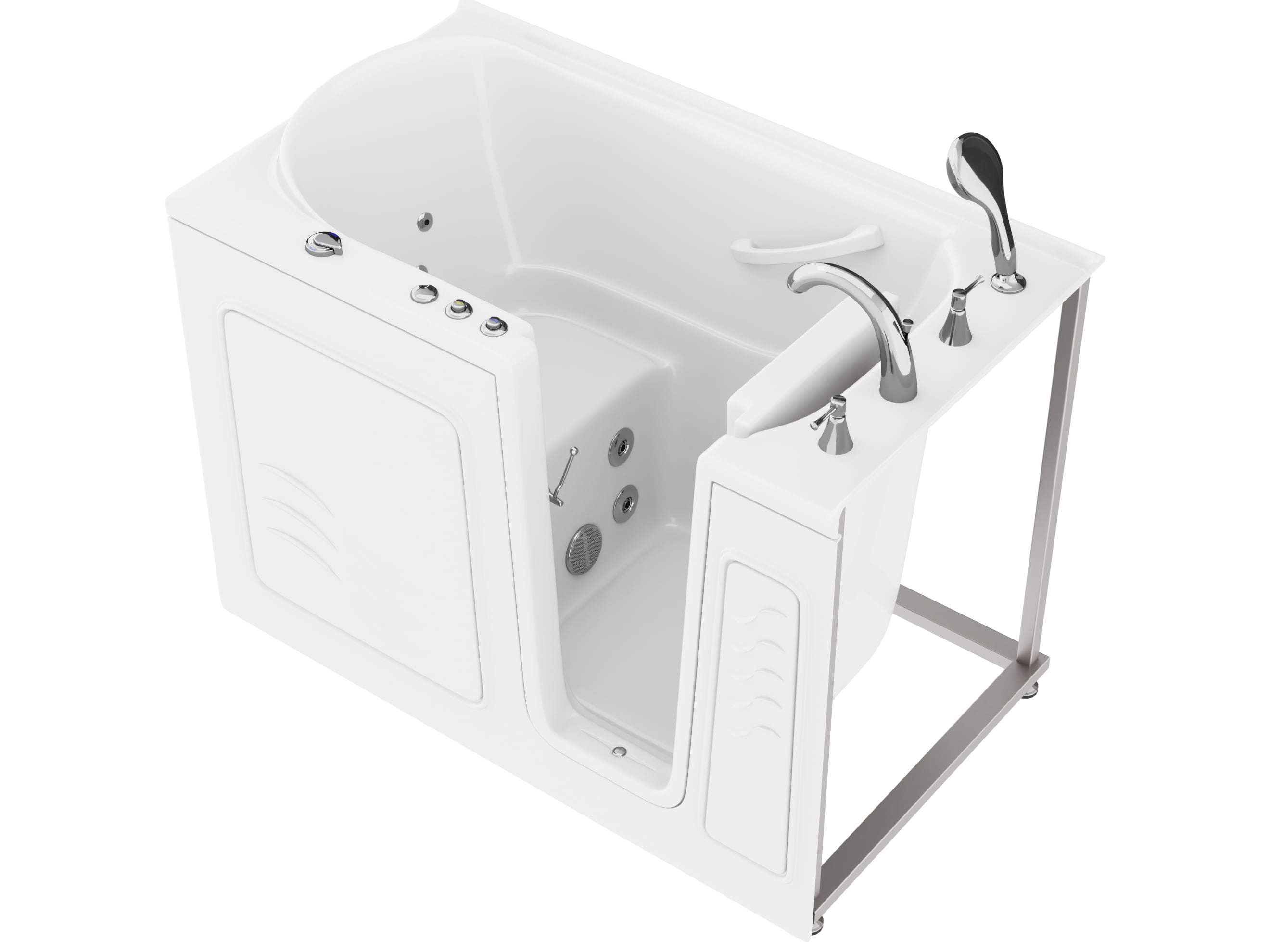 Endurance WTLSX Series 29.88-in x 52.38-in Glossy white Acrylic Rectangle Walk-in Whirlpool Tub with Faucet Hand Shower with Drain ( Right Drain )