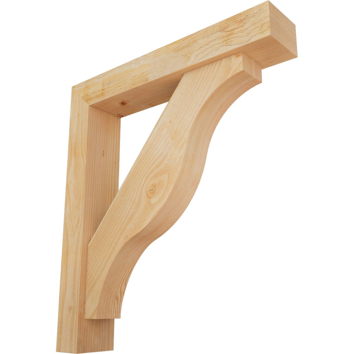 Ekena Millwork 1462459 Funston block rough sawnbracket with offset brace 6-in x 32-in x 36-in Douglas fir Brown Wood Standard bracket