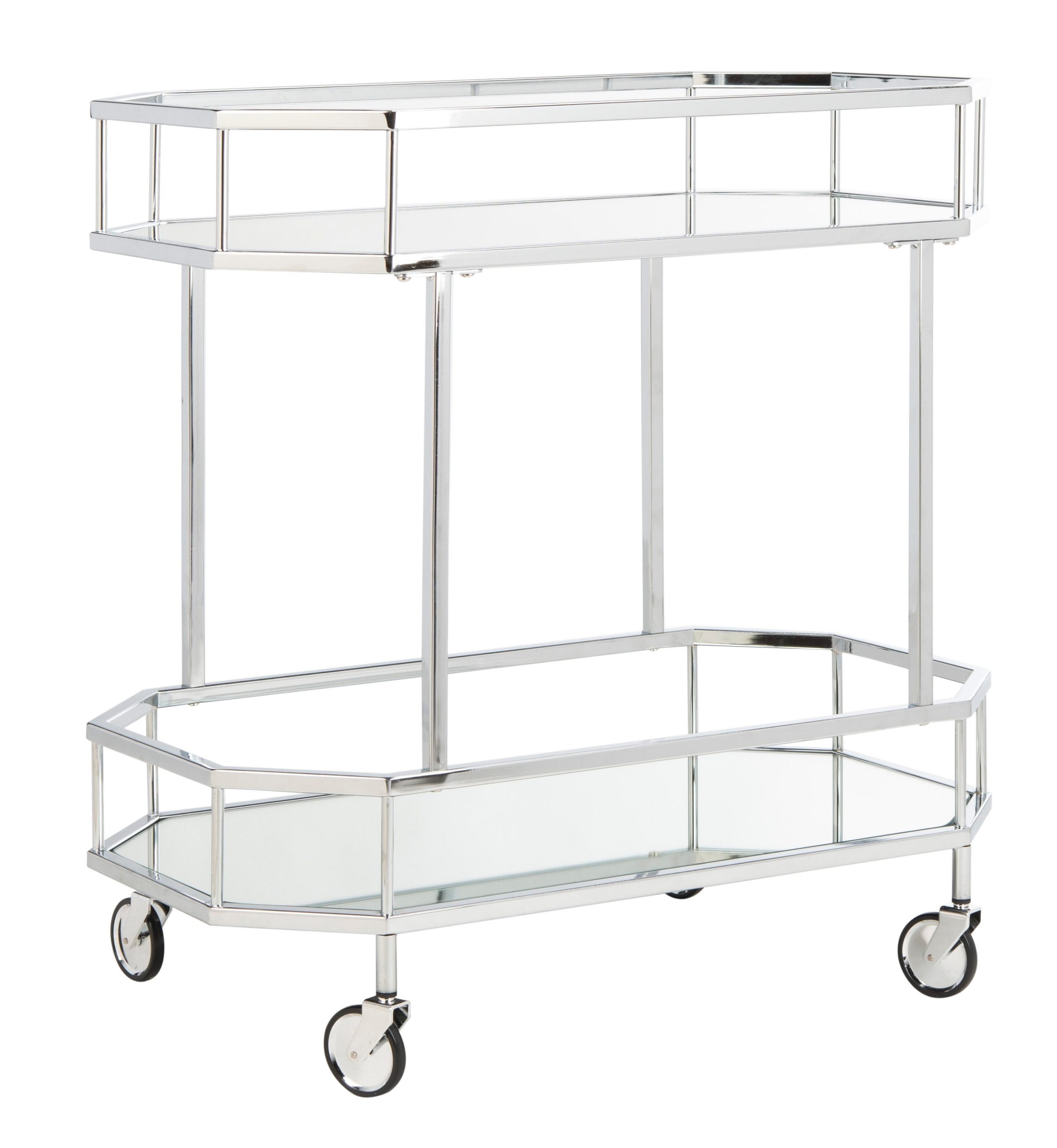 Safavieh BCT8004B Gray Metal Base with Mirror Rolling Kitchen Cart ( 29.6-in x 16.5-in x 29.8-in )