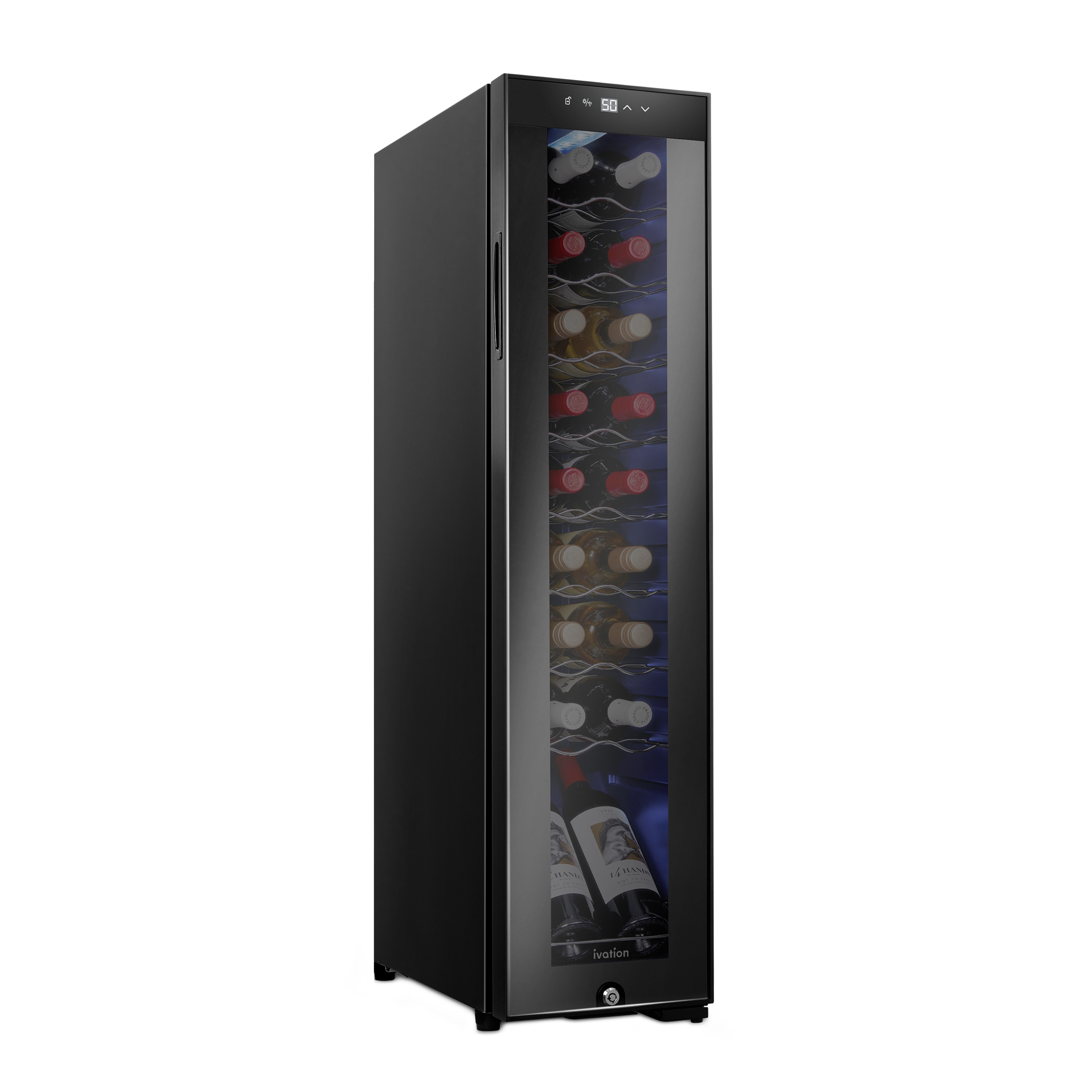 Ivation IVFWCC182LB 9.9-Inches W 18 -Bottles Black Freestanding Indoor Wine Cooler