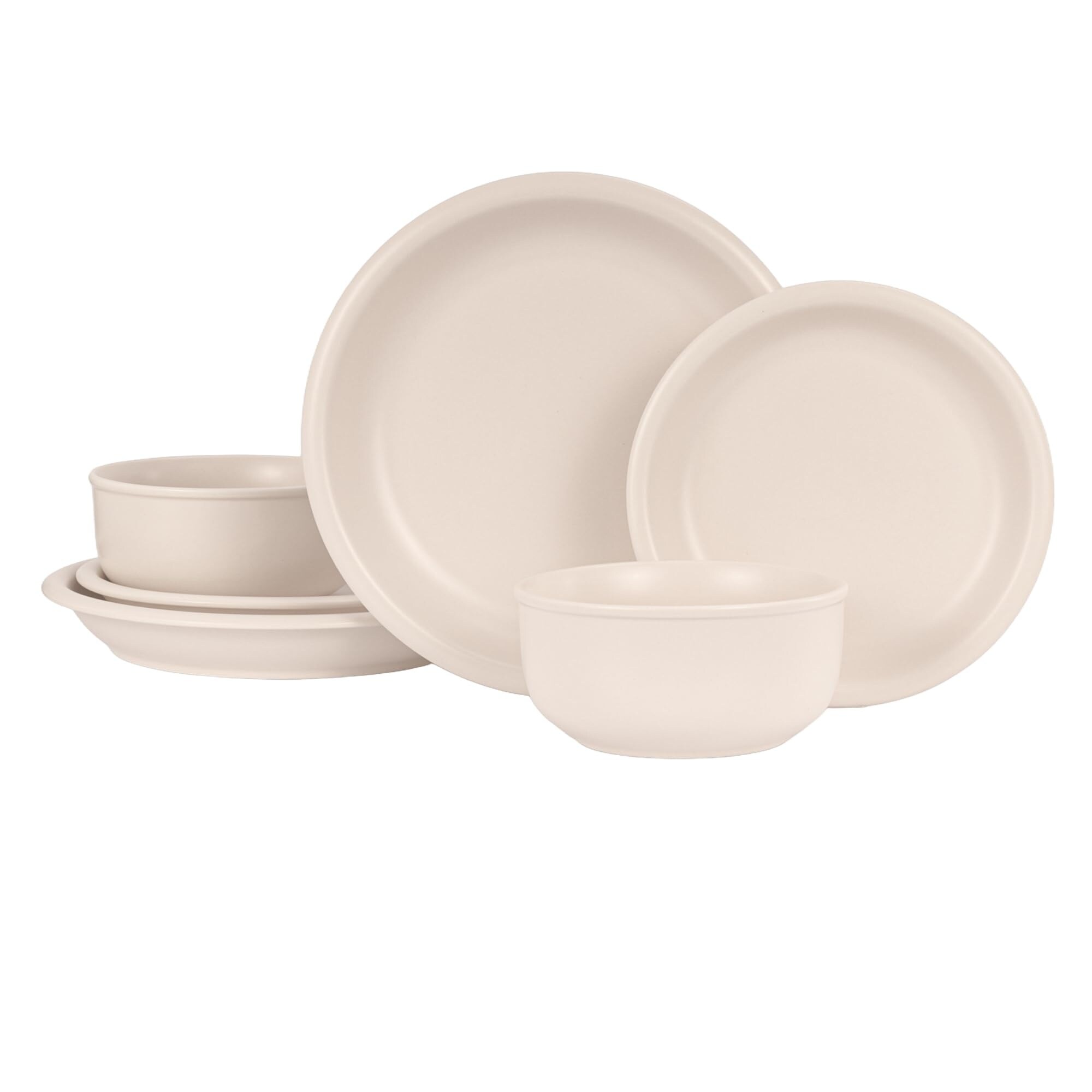 Aoibox  30 fl oz Cream Mist Matte Glazed Stoneware Cereal Soup Salad Bowls Microwave Dishwasher Safe Set of 4
