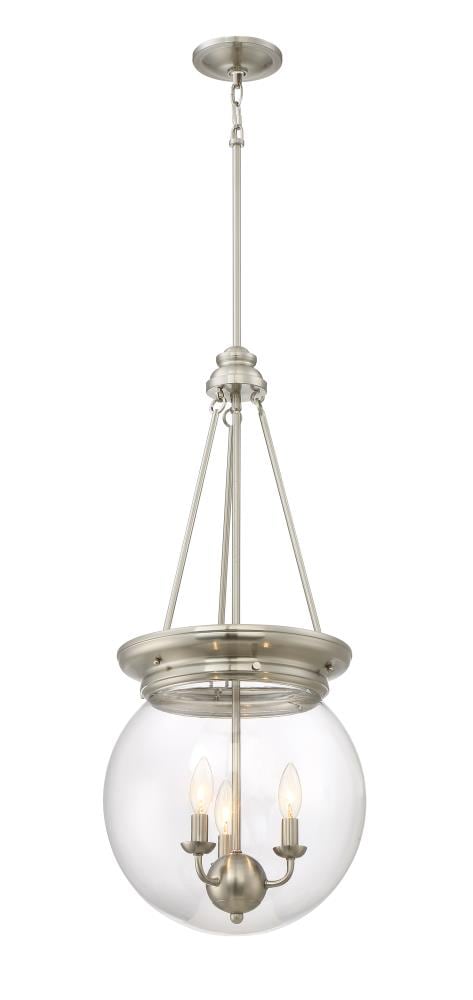 quoizel soho brushed nickel industrial clear glass bowl pendant light