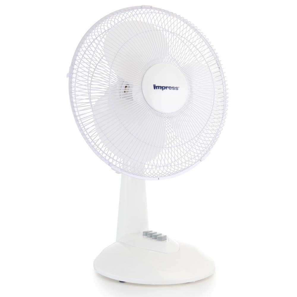 Impress 84980477M 12-in 120 -Volt 3 -Speed Indoor White Oscillating Personal Fan