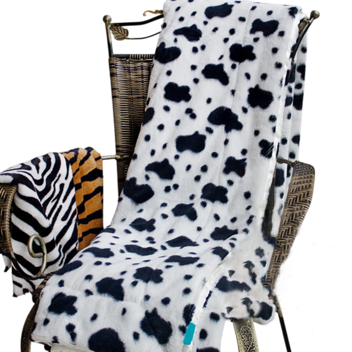 Slickblue Dalmatian Print Micro Mink Throw Blanket - Black and White 50 x 70 in Faux Fur with Satin Back Cozy Decorative Blanket for Living Room or Guest Room