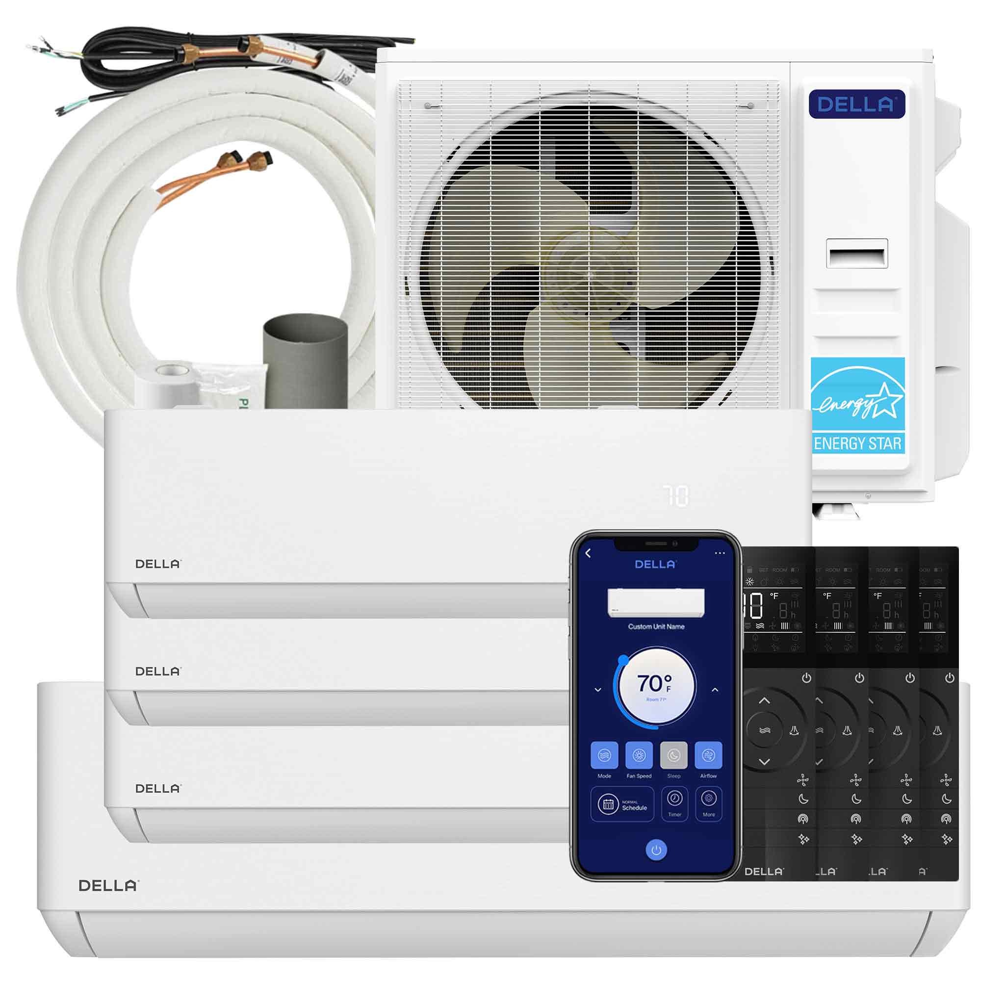 DELLA 36K BTU ODU 4 Zone 9K 9K 9K 18K Multi Zone Mini Split AC #1D4-TP+Q99918