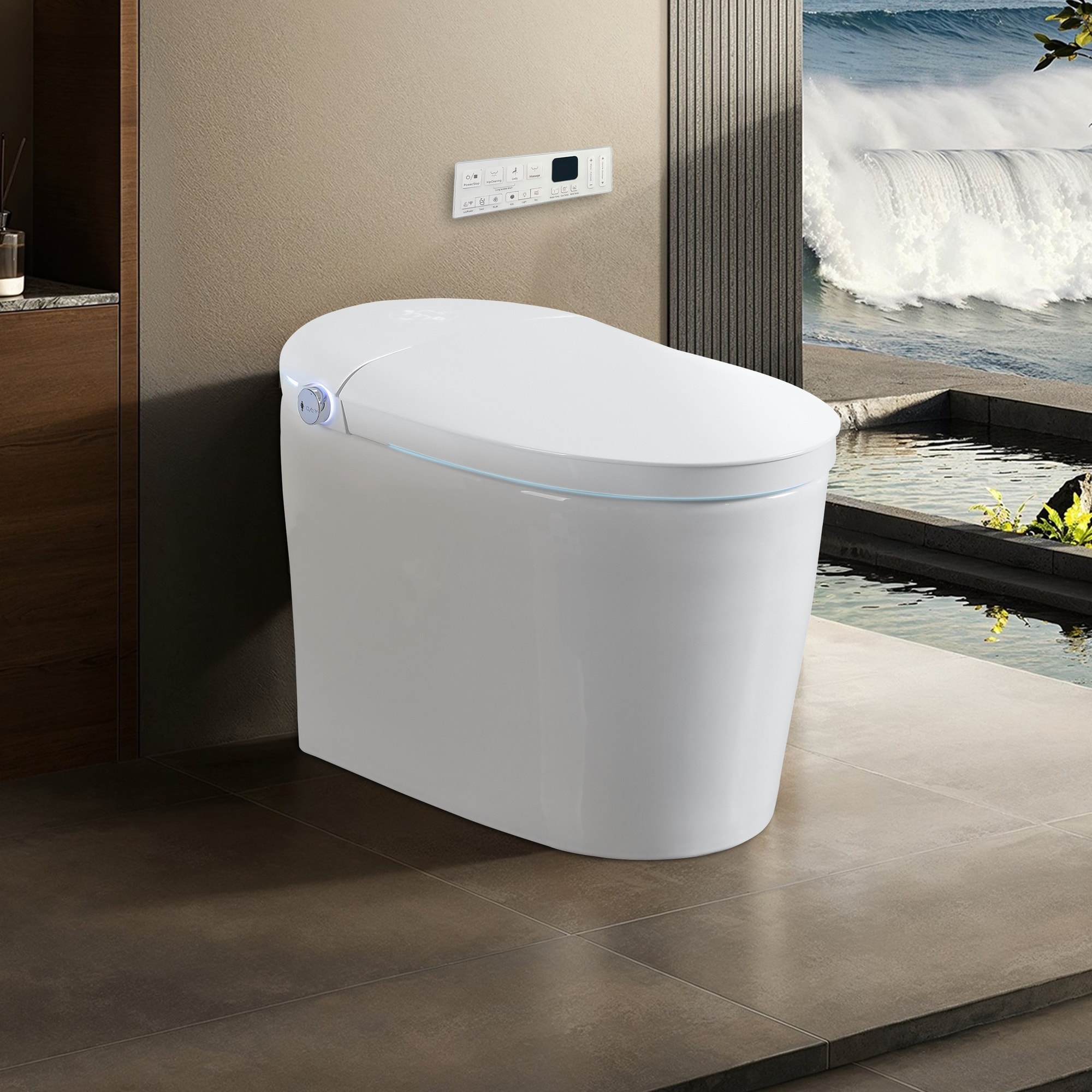 Vorene - Tankless One-Piece Bidet Toilet Auto Flush Open Close Bubble Wash Heated Dry Remote