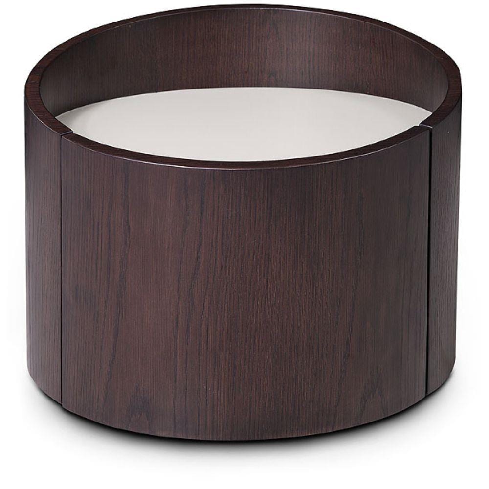 HomeRoots 4000284423 21-in W x 17-in H Brown Wood Round Modern End Table Assembly Required