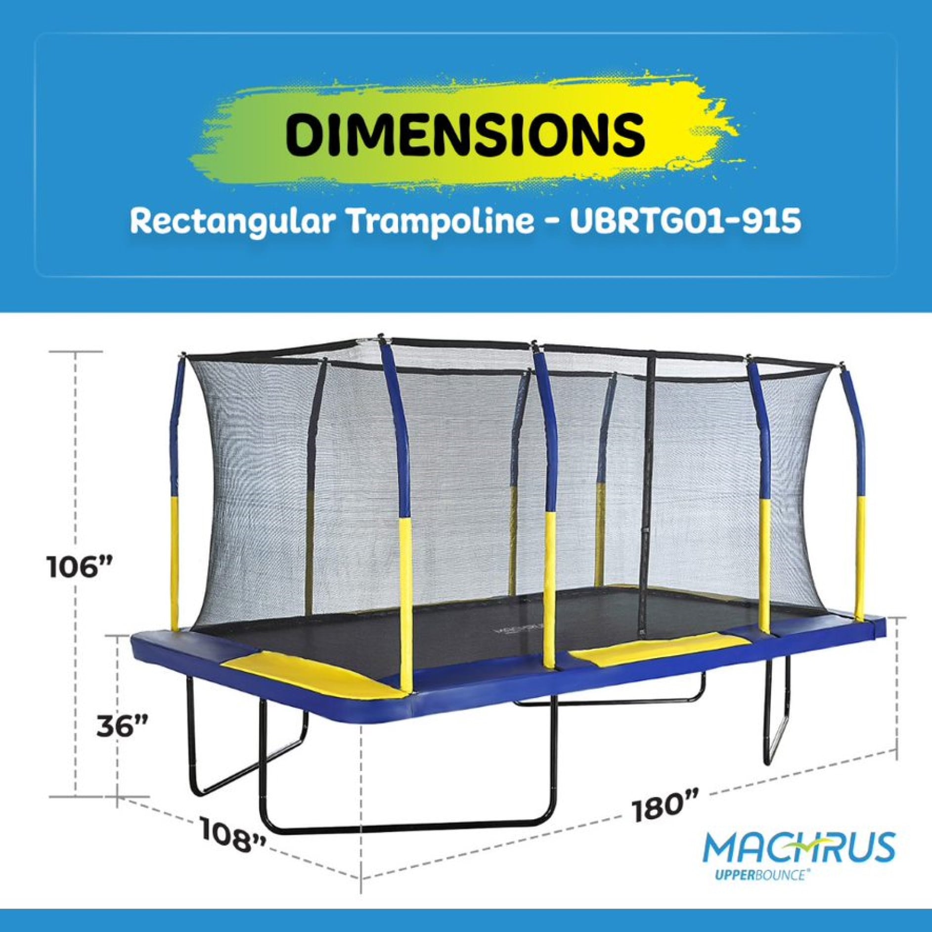 Bouncy Trampolines - Upper Bounce Rectangle Trampoline 10 x 17 ft