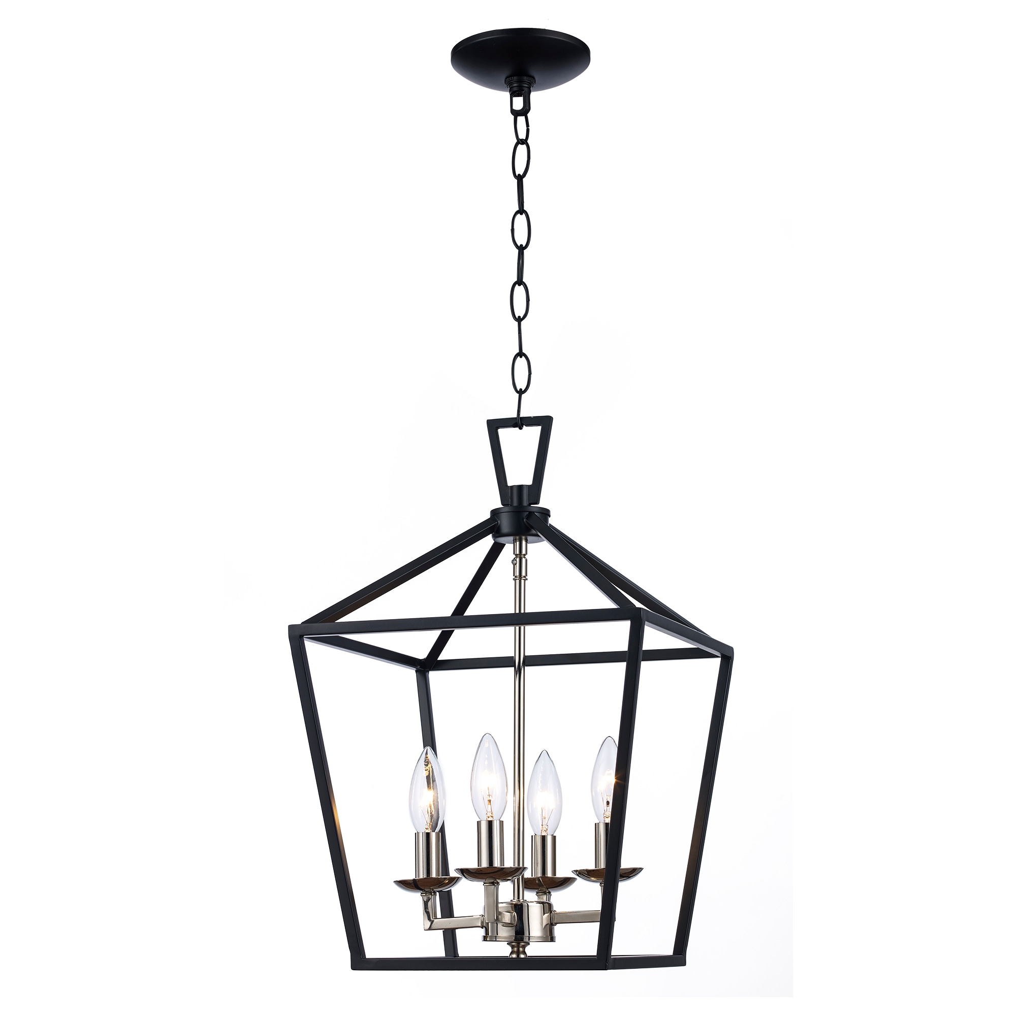 Lacey 12" Black and Chrome Glass Farmhouse Pendant Light