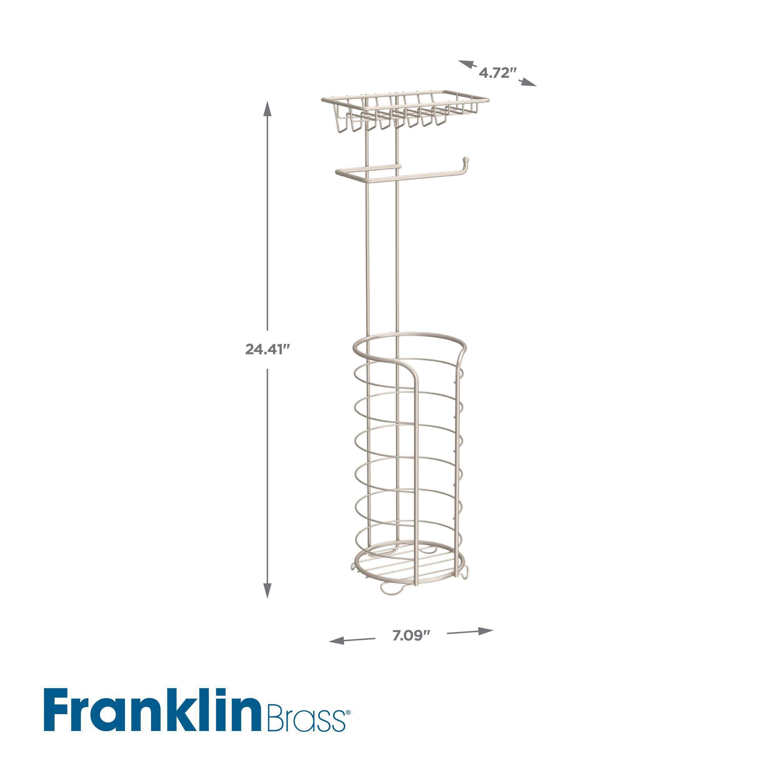 Brushed Nickel Freestanding Toilet Paper Holder with Storage Shelf