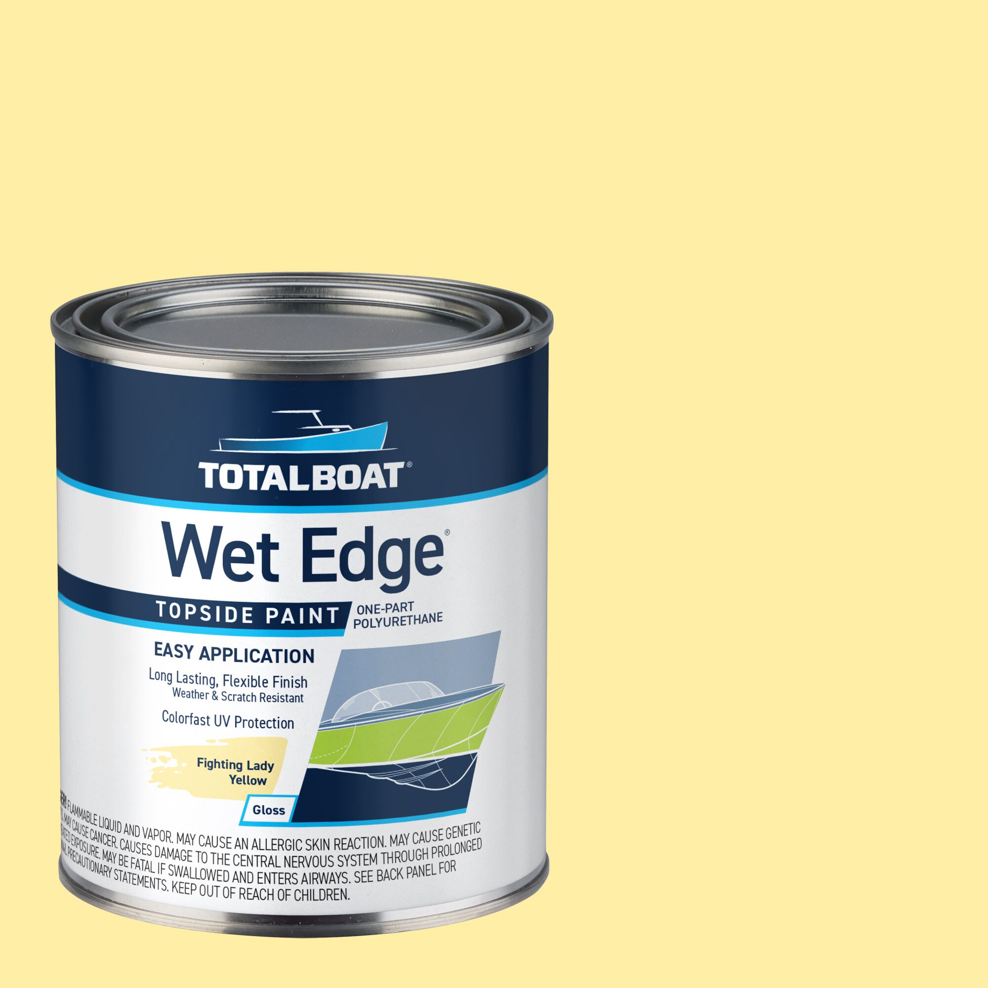 Wet Edge Topside Paint High-gloss Fighting Yellow Enamel Oil-based Marine Paint (1-quart) | - TotalBoat 409300