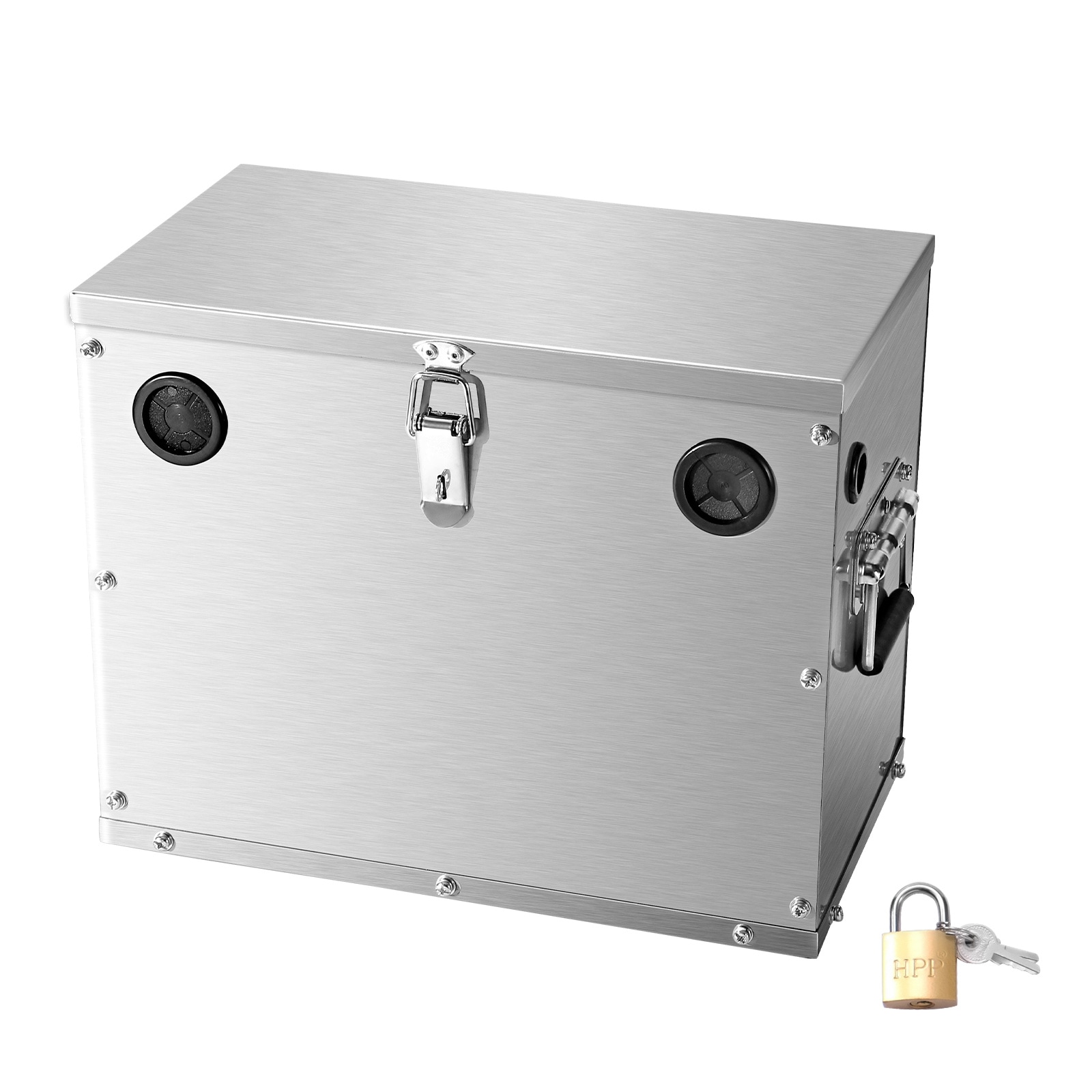 Mecale Group 24 31 Stainless Steel Marine Battery Box with Lock Dual Handles for Boats Trolling Silver