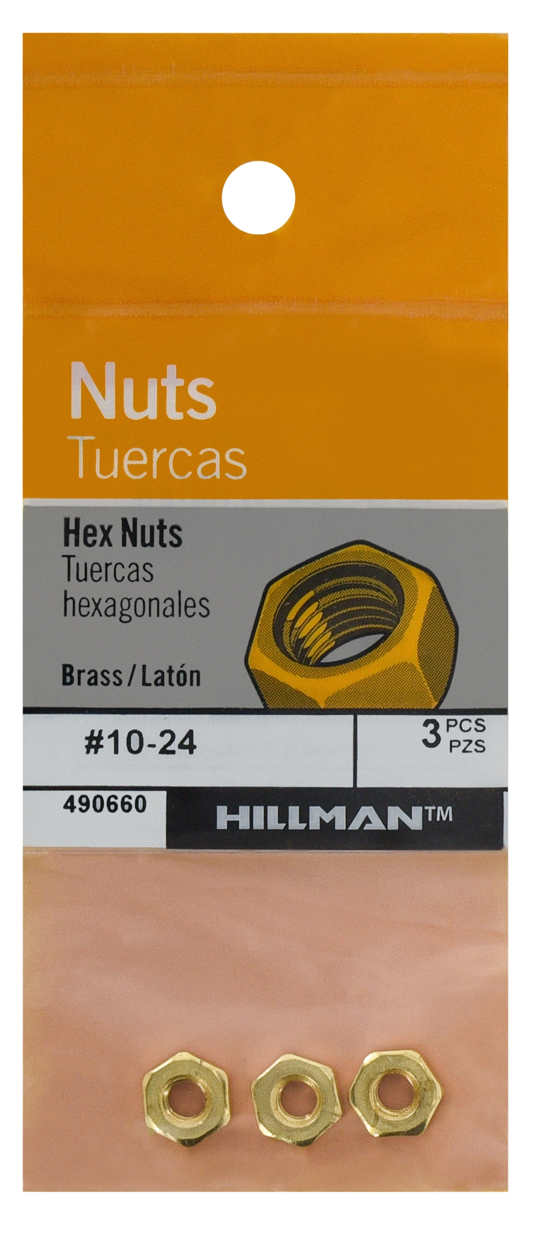 Hillman 10 X 24 Brass Hex Nut 3 Count In The Hex Nuts Department At