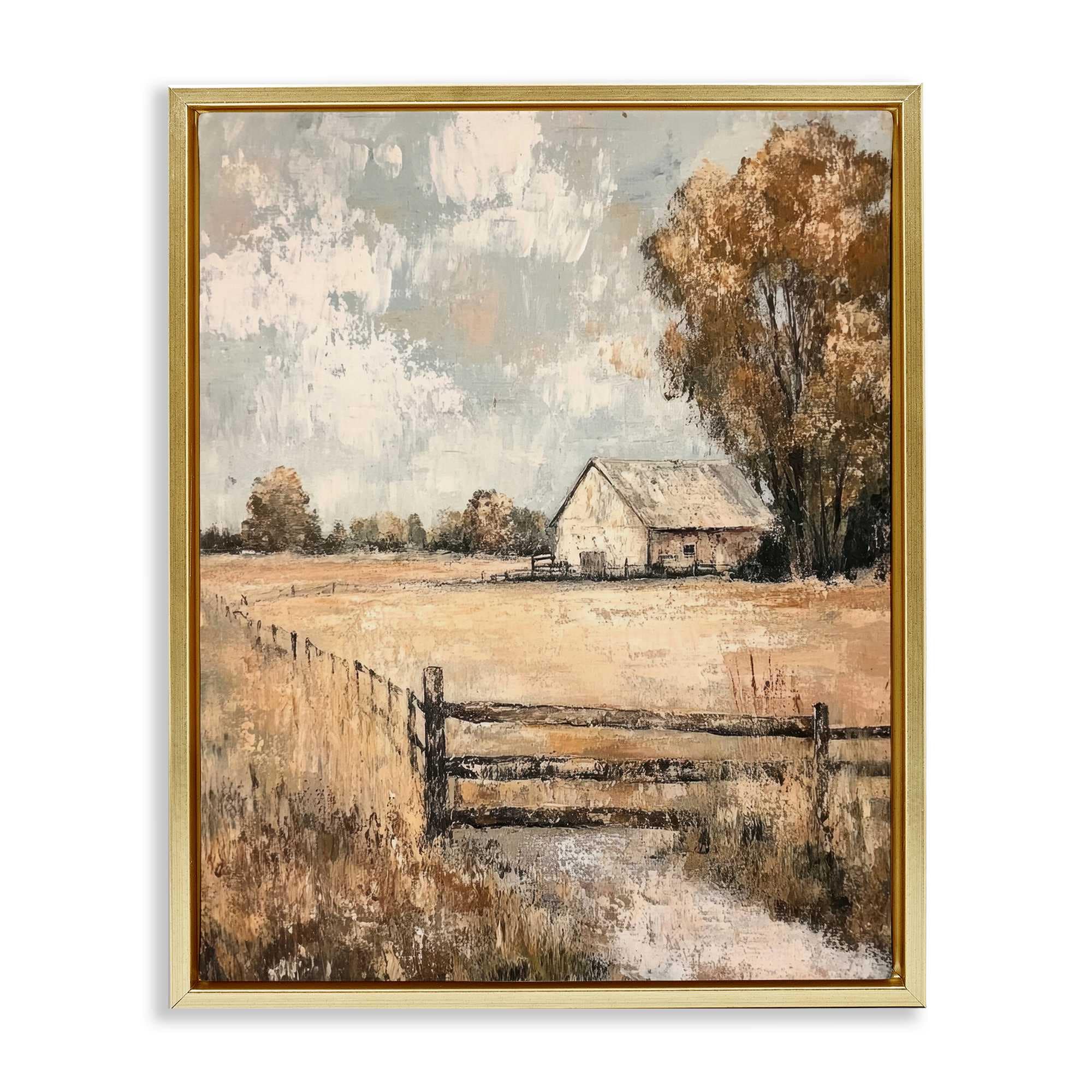 Stupell Industries BT-834-FFG-24X30 Fenced In Farm View Floating Frame design by Petal Prints Design