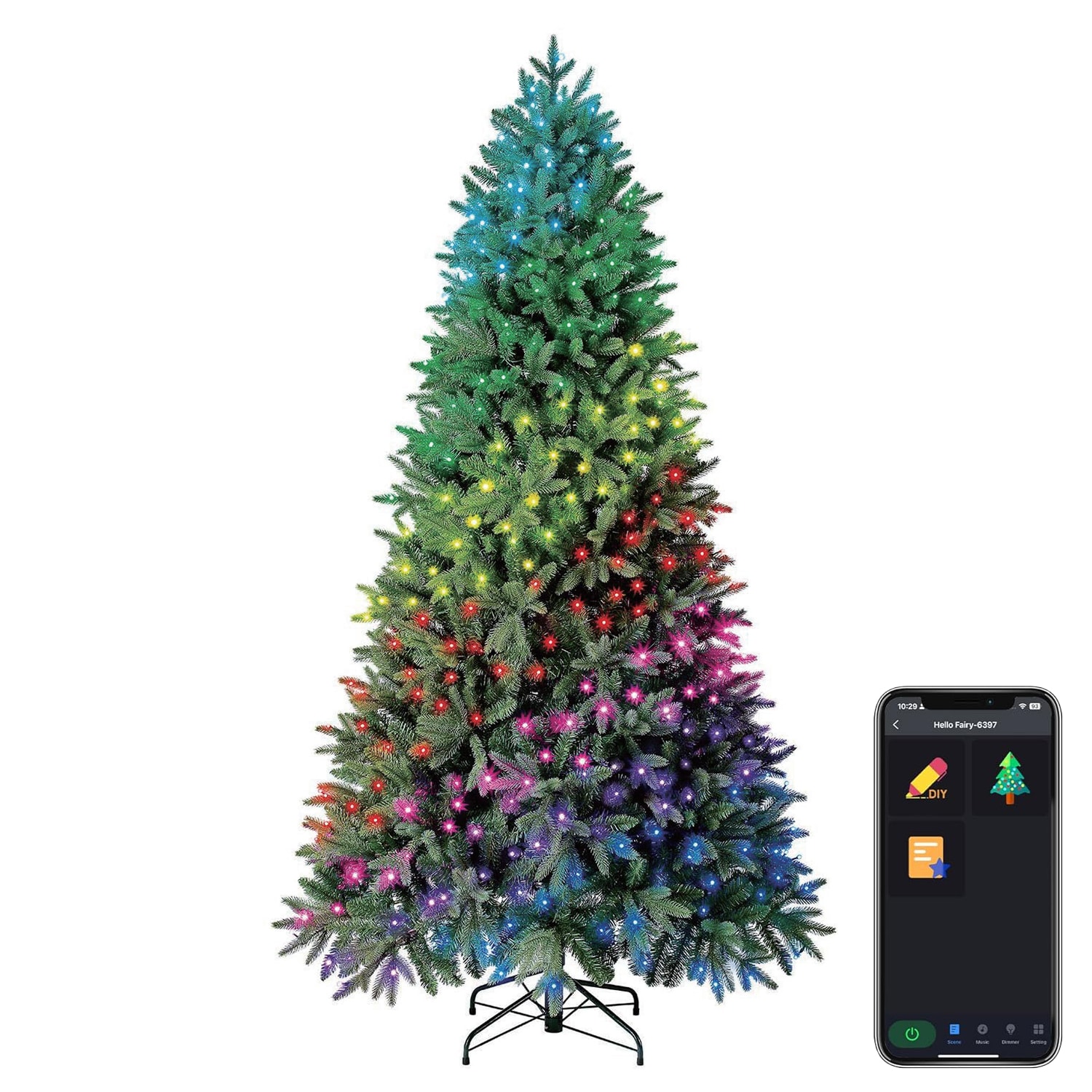 Avacube ABSL1075 7.5-ft Arctic pine Pre-lit Artificial Christmas Tree with Color Changing LED Lights