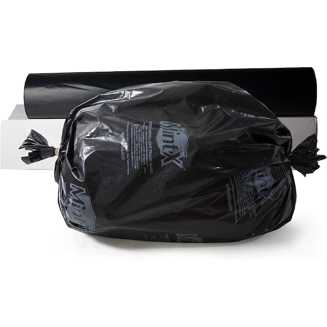 Mint-X 39-Gallons Mint Black Outdoor Plastic Compactor Trash Bag  (100-Count) in the Trash Bags department at