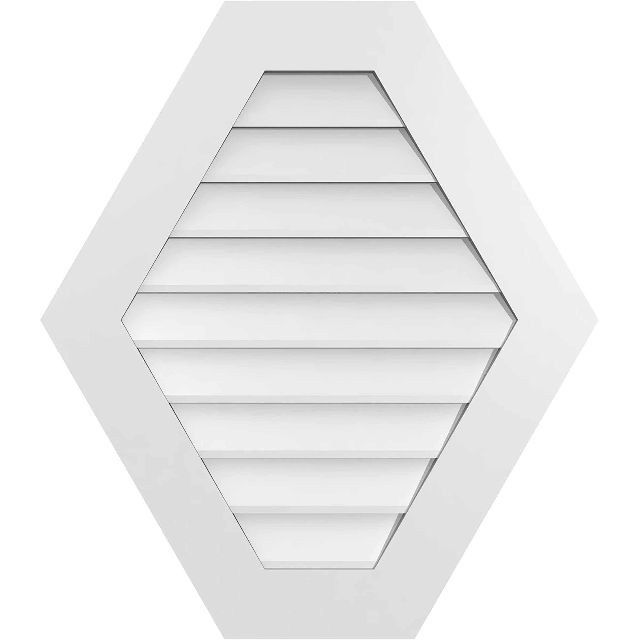 Ekena Millwork GVPHP28X3201SN 28-Inches x 32-Inches Off-white Peaked PVC Gable Louver Vent