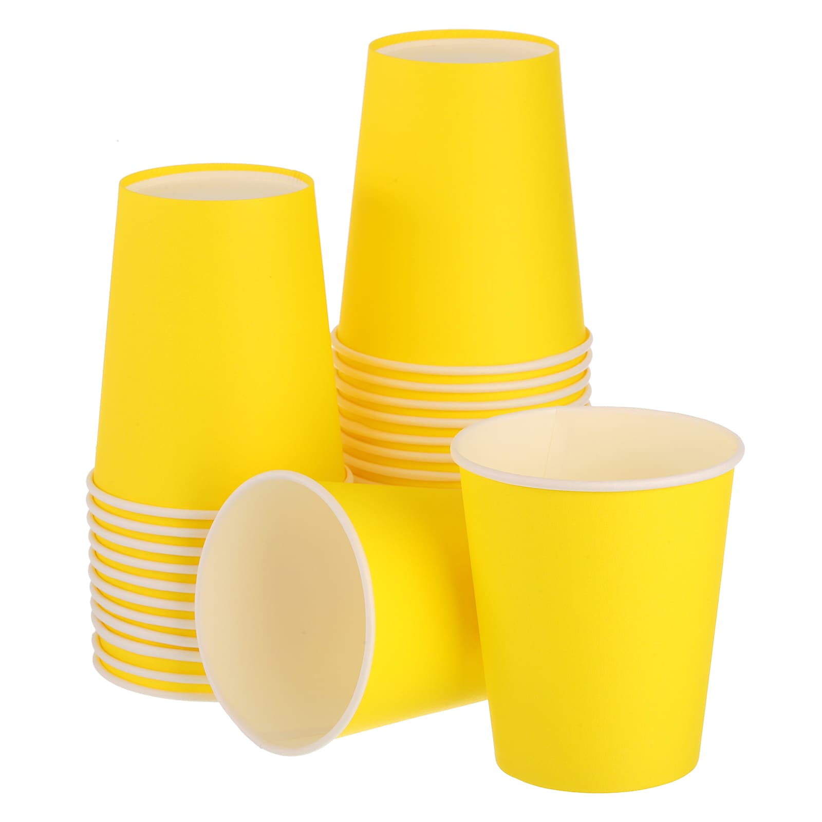 Unique Bargains Colorful Disposable Paper Cups 50pcs 9 OZ Creative Educational Toys Arts Craft Supplies DIY Paper Cups for Parties (Yellow)