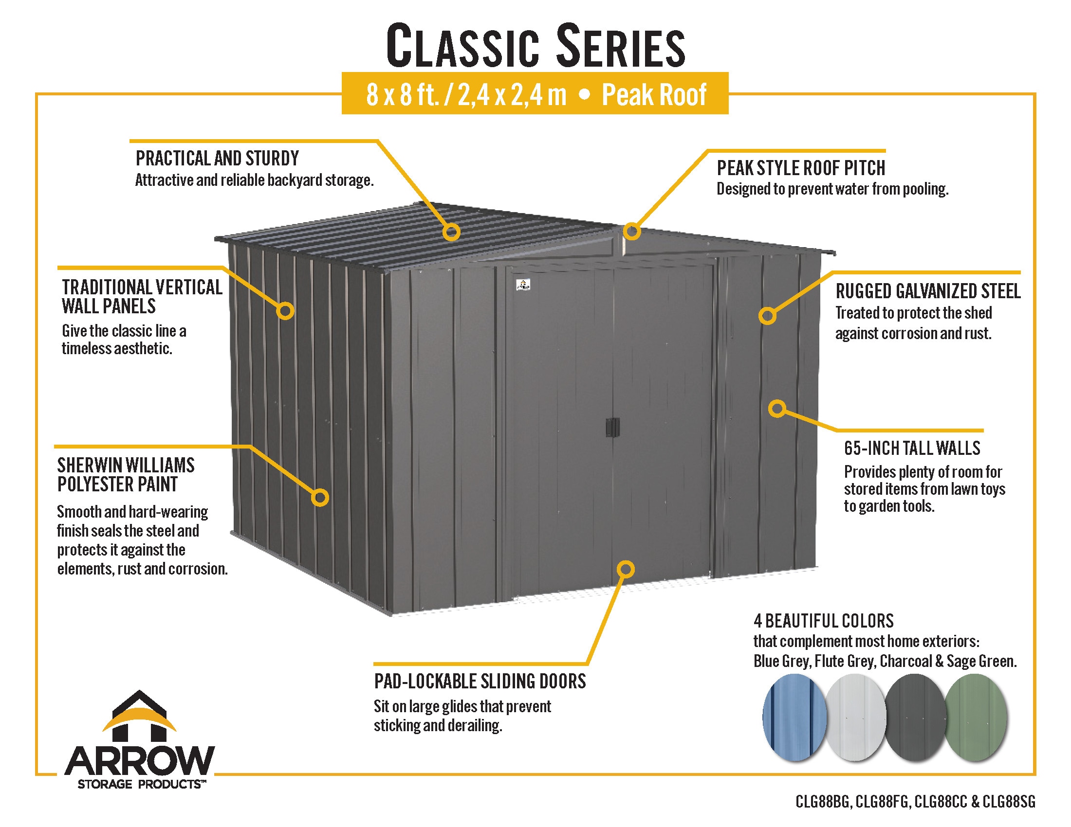 Arrow CLG88CC Metal-Storage-Buildings-Sheds - View #12