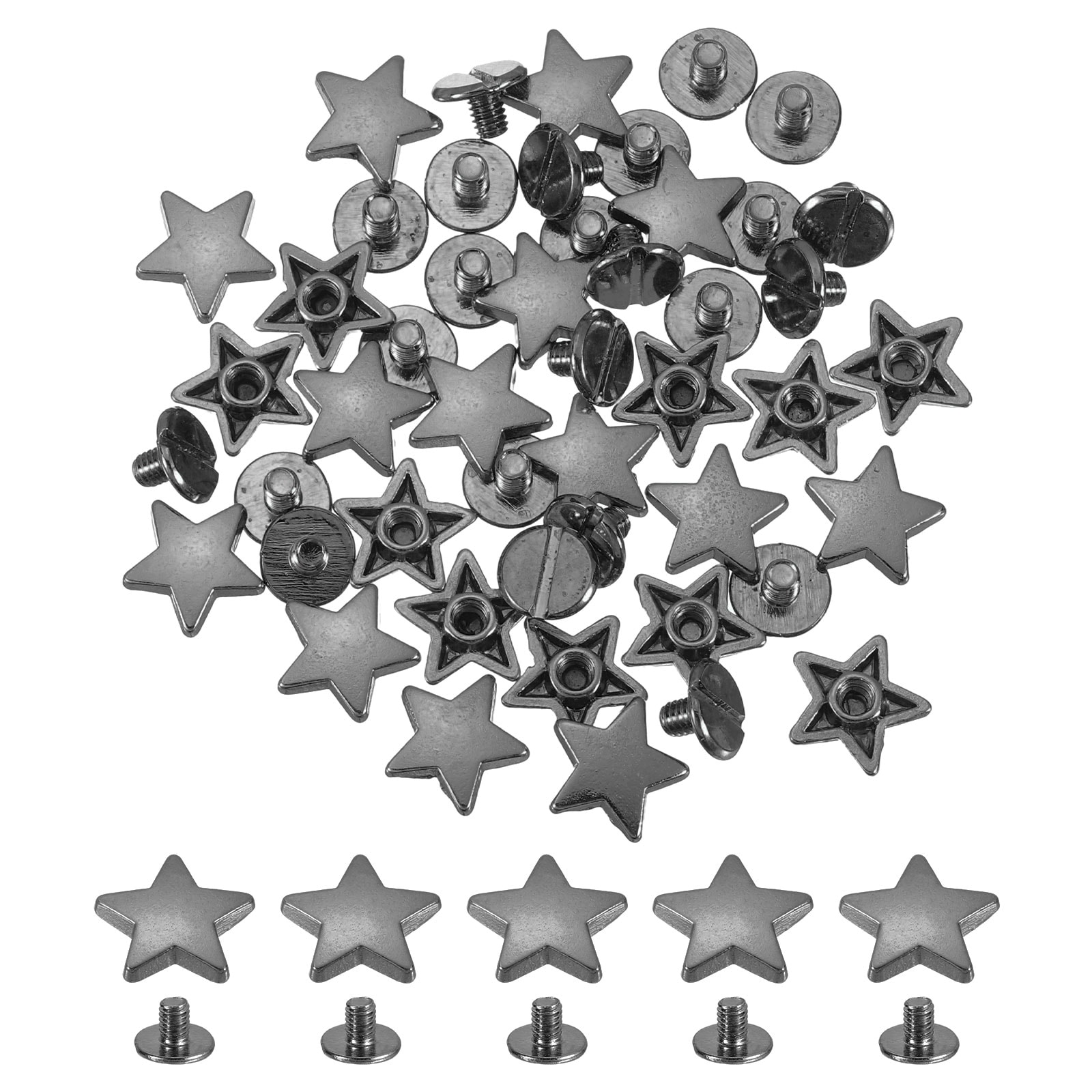Unique Bargains 24 Sets Metal Star Rivets Studs 12mm Star Rivets Screw Nailhead Punk Rivets Metal Leather Rivets for Leather Craft Clothing Bags Belts Metallic Black #S26091003UX4434