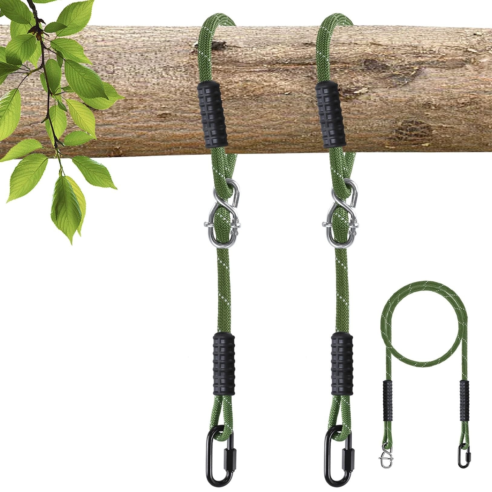 Etokfoks Green Heavy Duty Tree Swing Ropes Hammock Adjustable Hanging ...