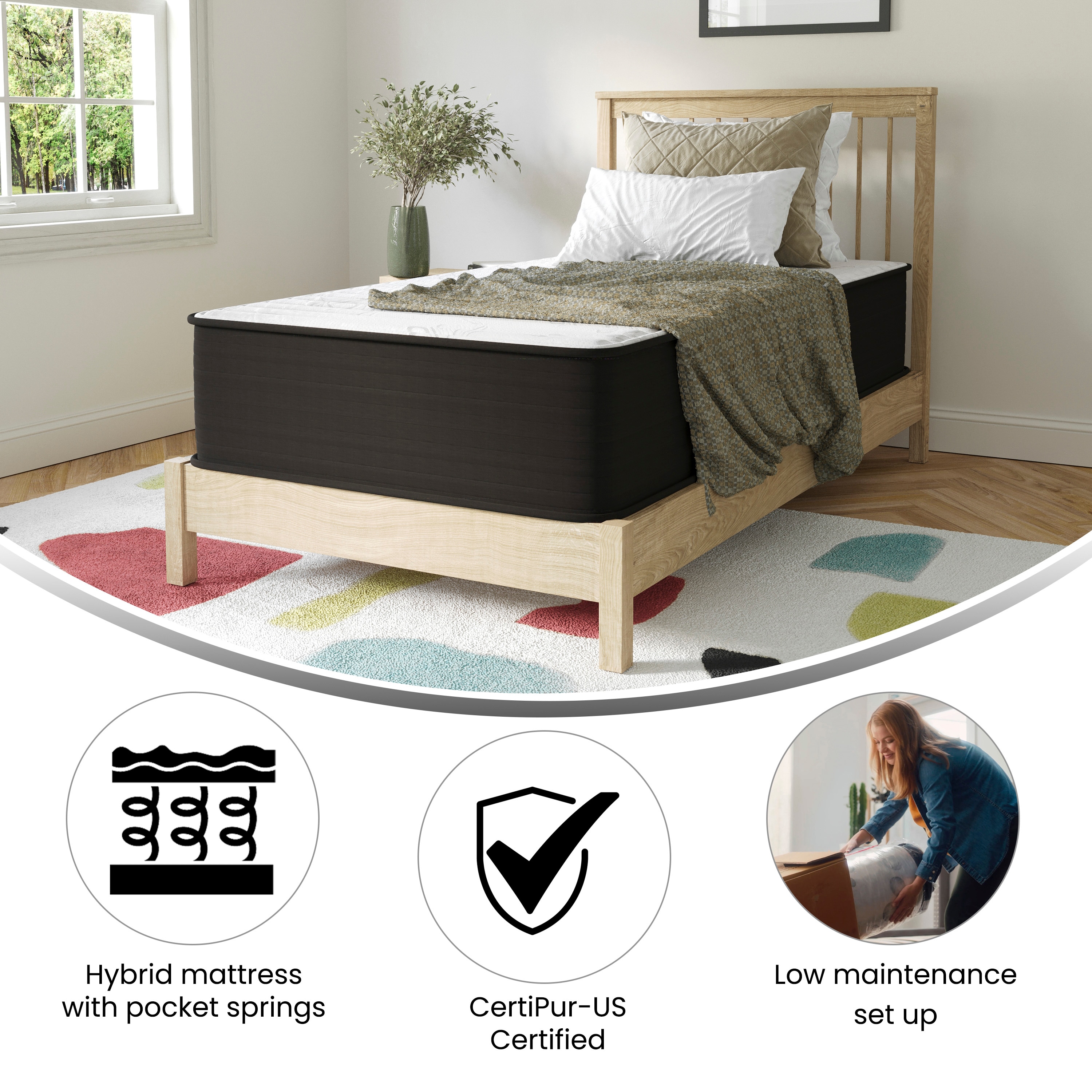 Flash Furniture 12" Twin Eurotop Innerspring Mattress with Adjustable Bed Compatibility