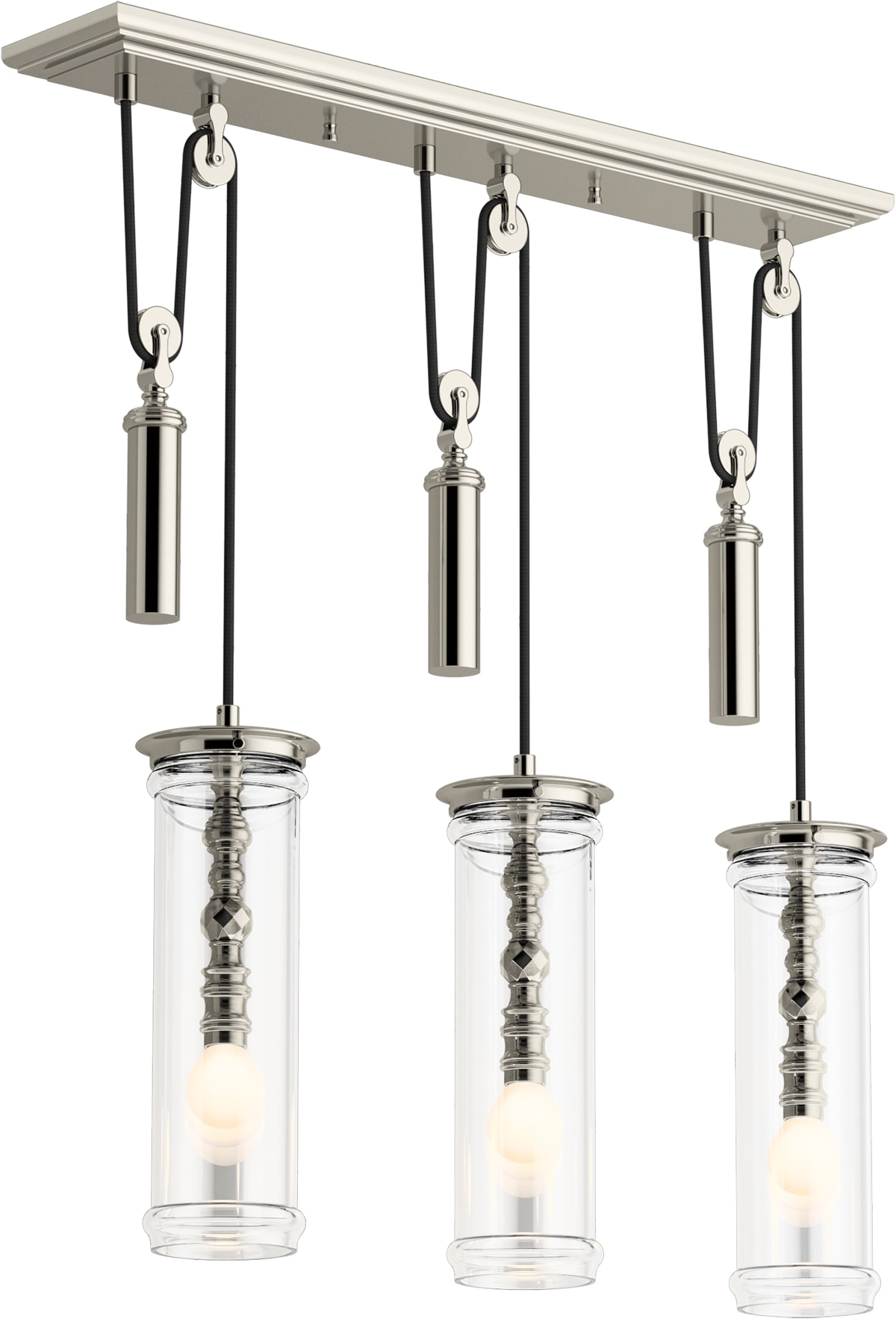 KOHLER 23345-CH03-SNL Damask 3-Light Polished Nickel Traditional Damp Rated Chandelier