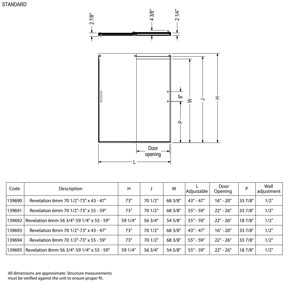 MAAX Revelation Brushed Nickel 56-in to 59-in x 73-in Frameless Bypass  Sliding Shower Door in the Shower Doors department at