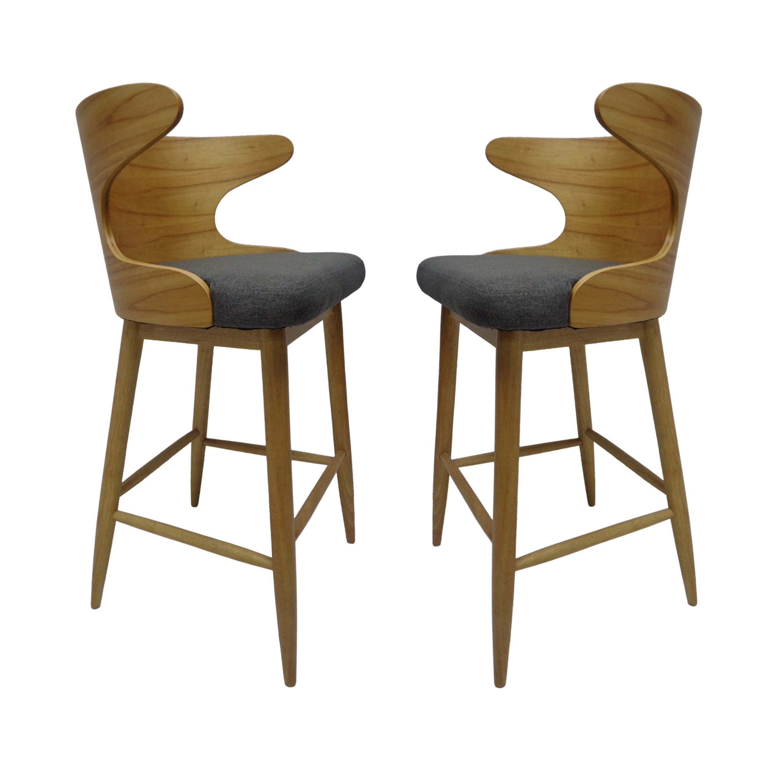 Siavonce XH00CCL Brown 30-in H Bar height (28-in to 33-in) Contoured Seat Upholstered Stackable Wood Back Bar Stool Back