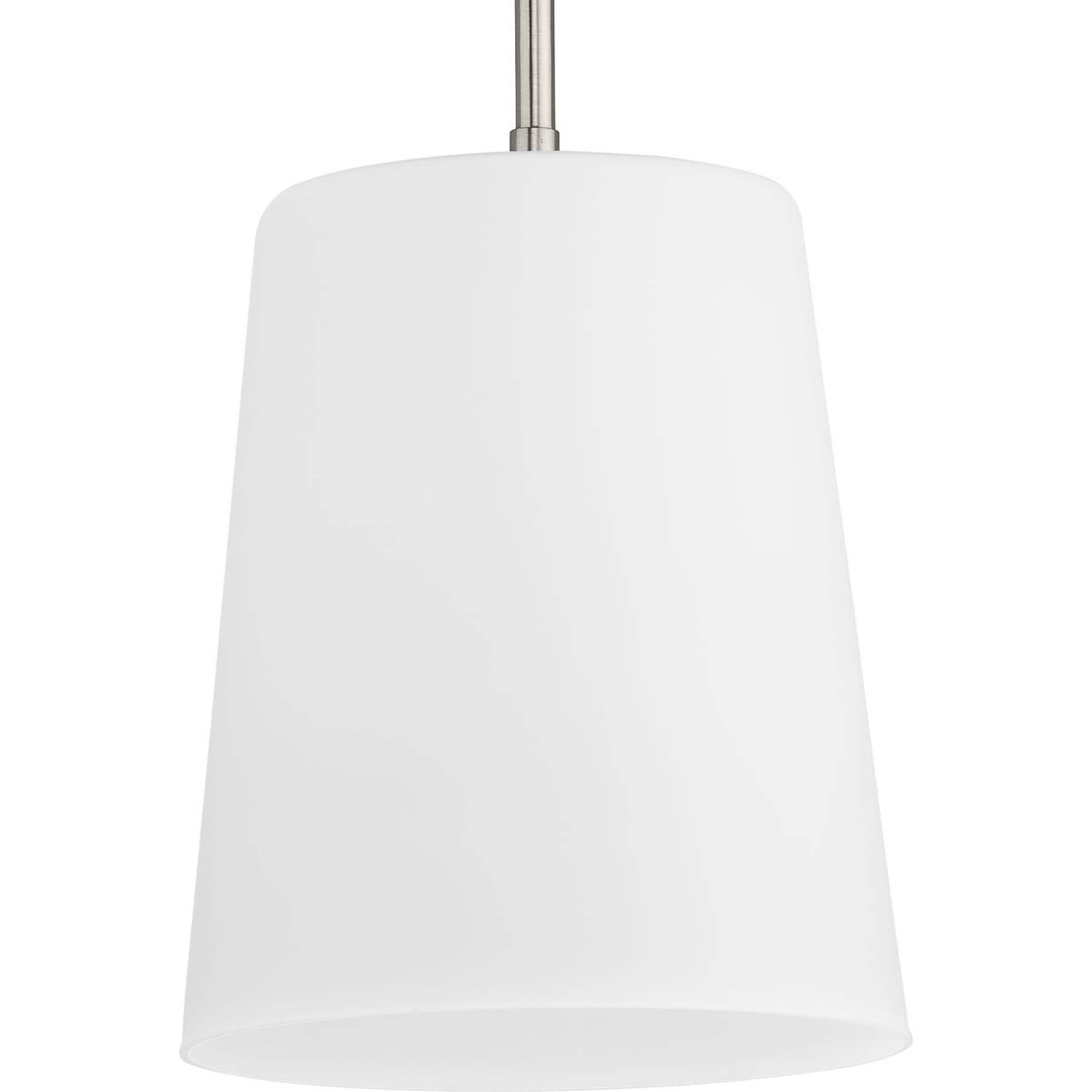 Progress Lighting P500429-009 Clarion Brushed Nickel Transitional Opal glass Bell Small Hanging Pendant light