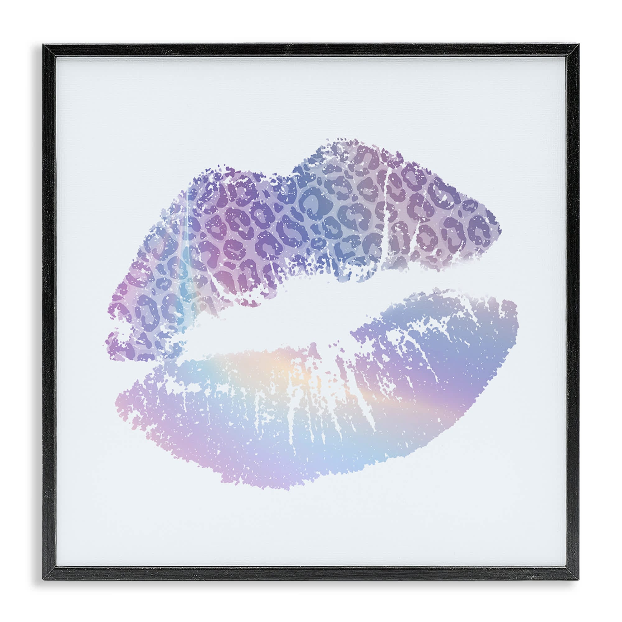 Stupell Industries BS-448-FR-17X17 Glam Patterned Kiss Framed Giclee design by Kim Allen