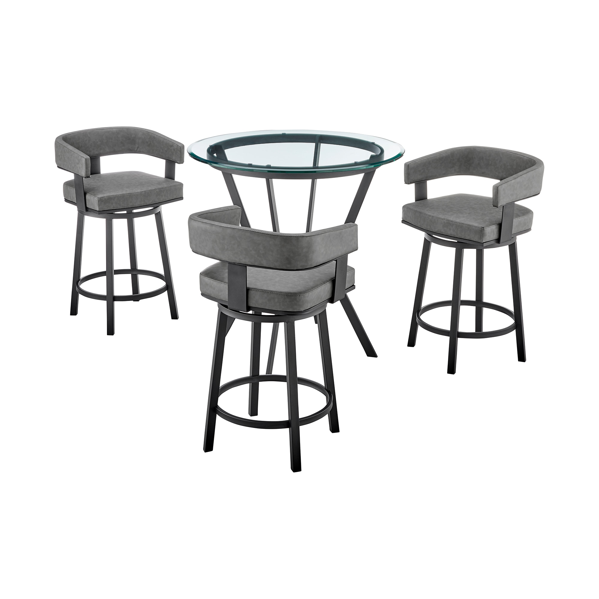 Armen Living SETNMLRGRBL4 Walnut Contemporary/Modern Dining Room Set with Round Table ( Seats 3 )