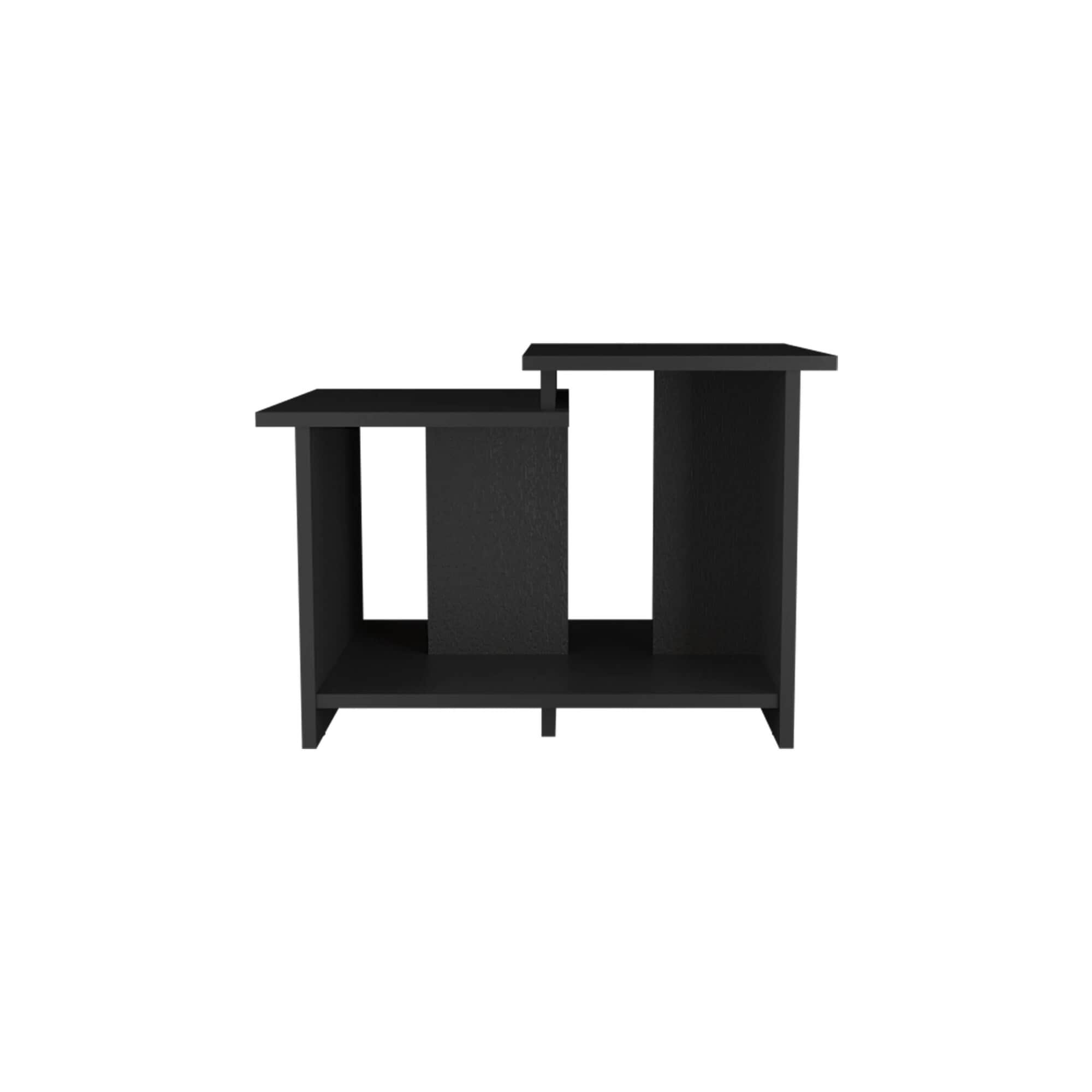 Miki Shinly SYA-0968-05MI MultiUse SleekFrame End Table 23.6-in W x 16.6-in H Black Wood Rectangular Modern End Table with Storage Assembly Required