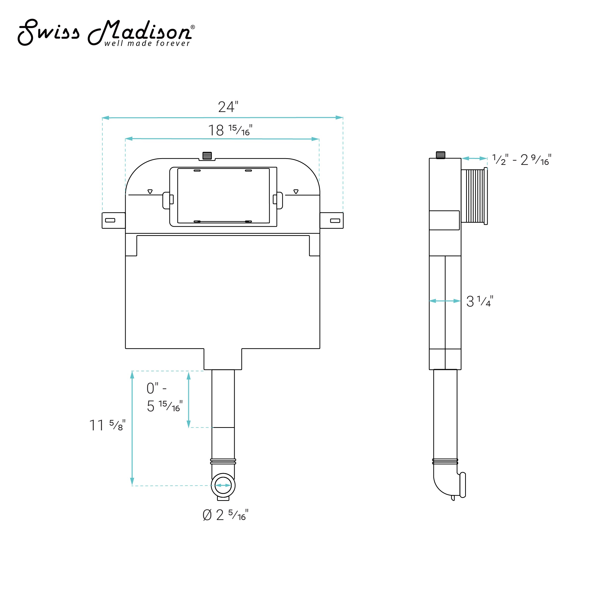 Swiss Madison SM-25-BFCHT03WH Toilet-Components-Accessories - View #5