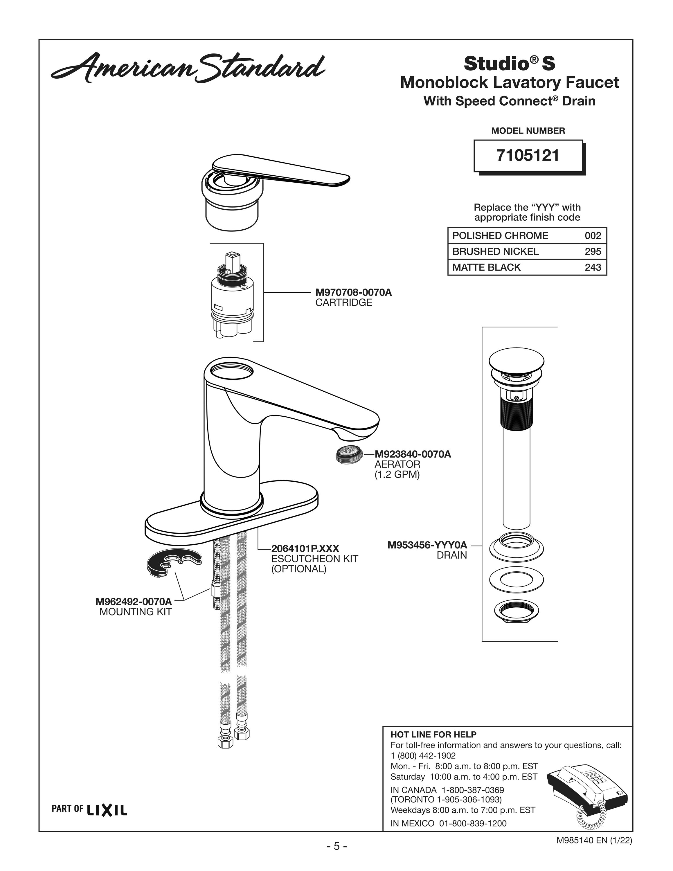 Polished Chrome Single Handle Bathroom Faucet with Lever