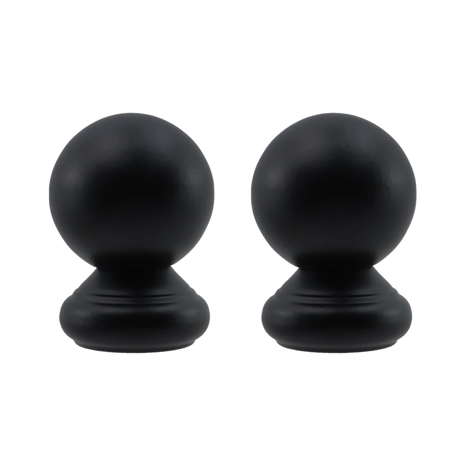 Aoibox  2 Pack 2 Inch Stainless Steel Round Handrail Caps Black Stair Armrest Balls with Bases