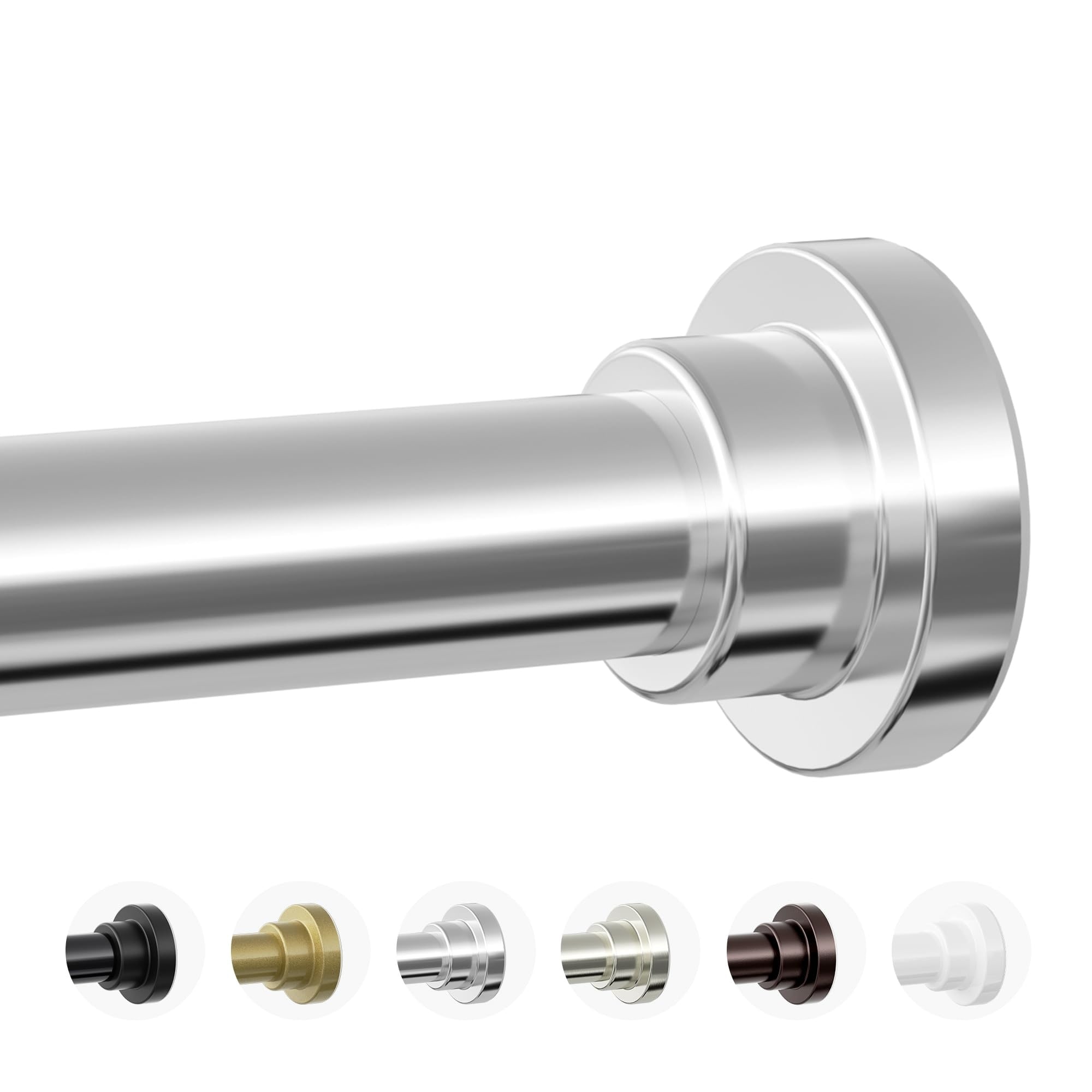 Wudkey 28-74 in. Adjustable Silver Stainless Steel Tension Shower Curtain Rod for Bathroom