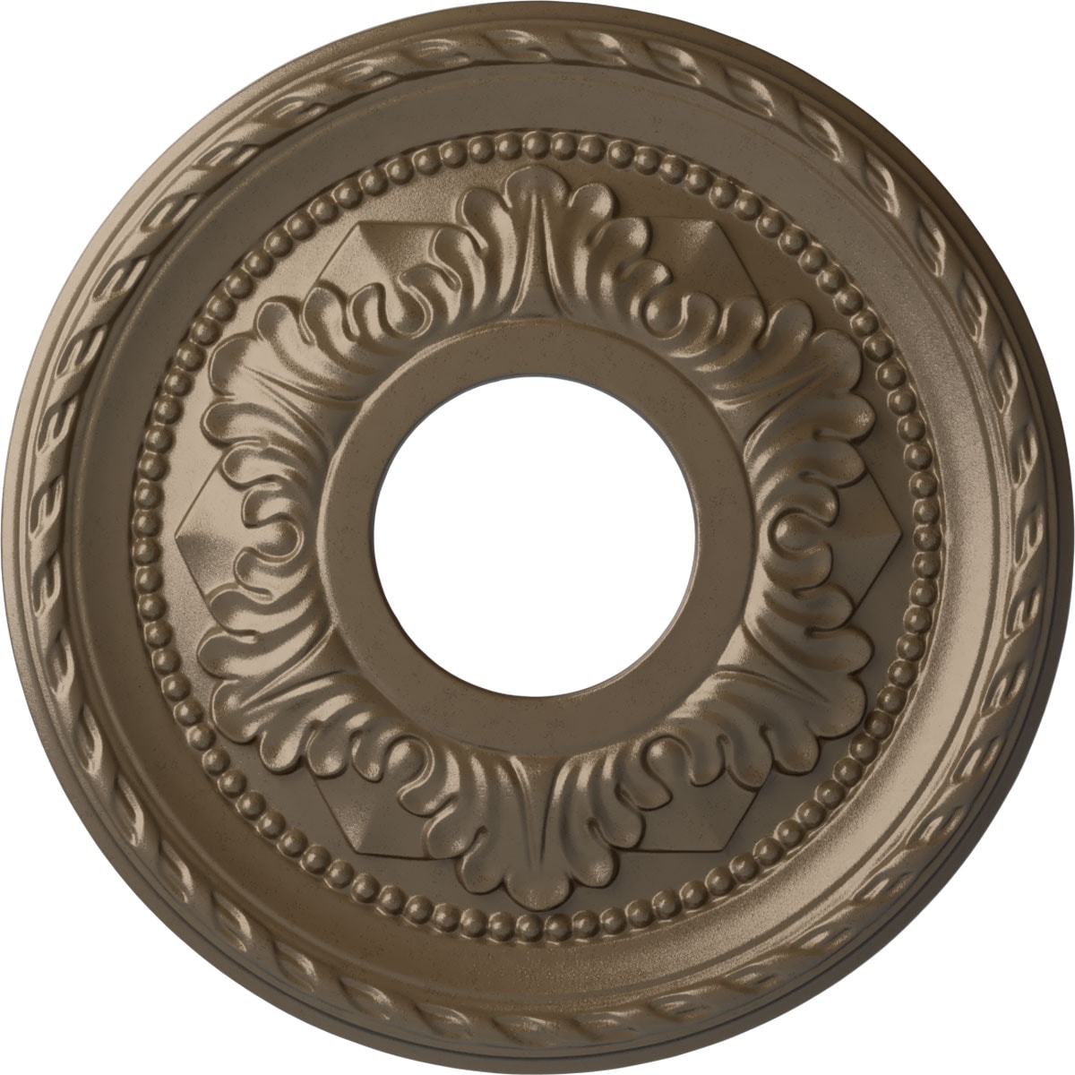 Ekena Millwork CM12PMWSS Palmetto 12.125-in W x 12.125-in L Painted Warm Silver Polyurethane Whole Ceiling Medallion