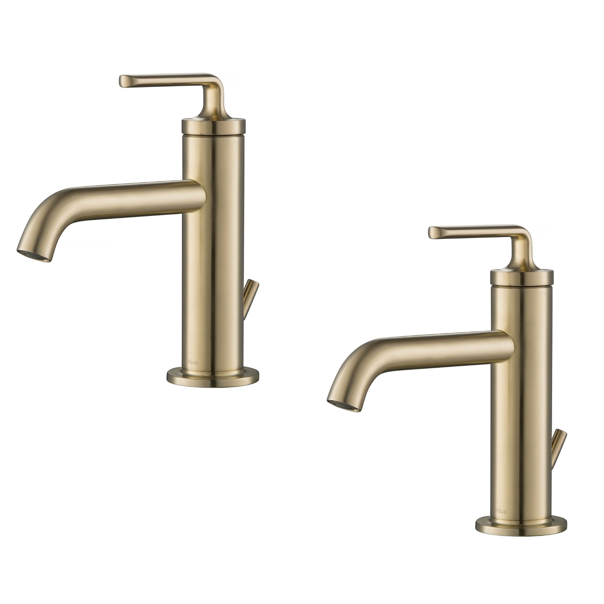 Kraus KBF-1221BG-2PK Ramus Brushed Gold Single hole 1-handle WaterSense Low-arc Commercial/Residential Handle Bathroom Sink Faucet with Drain 2 -Pack