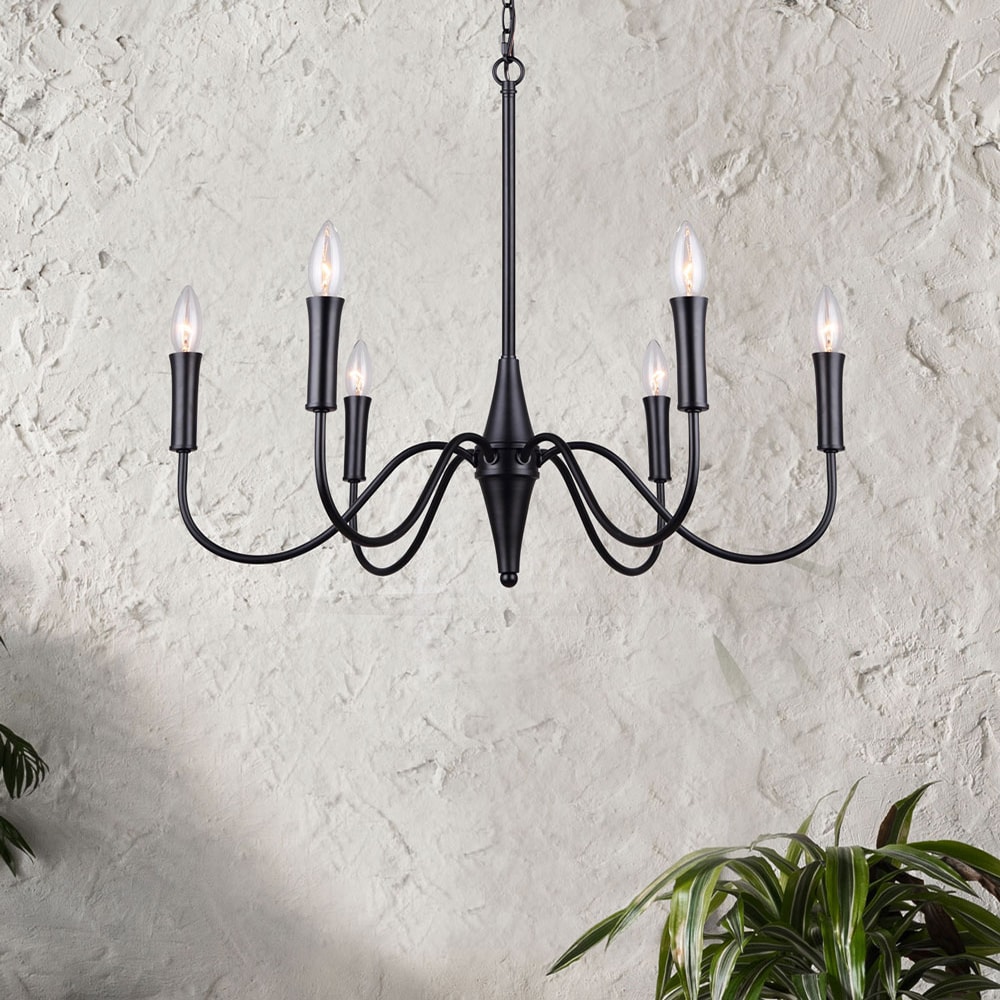 Brielle Matte Black 6-Light Taper Candle Chandelier